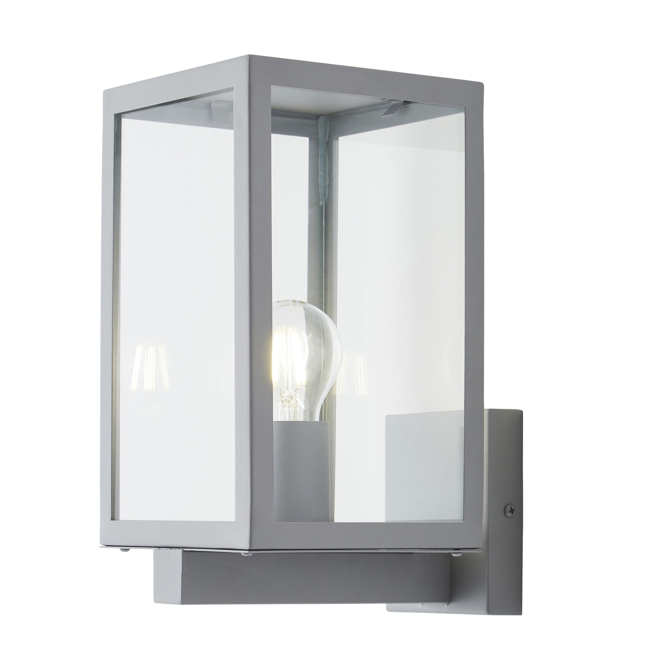 Zinc Cork Matt silver effect Mains-powered LED Outdoor On/Off Wall light (Dia)16cm