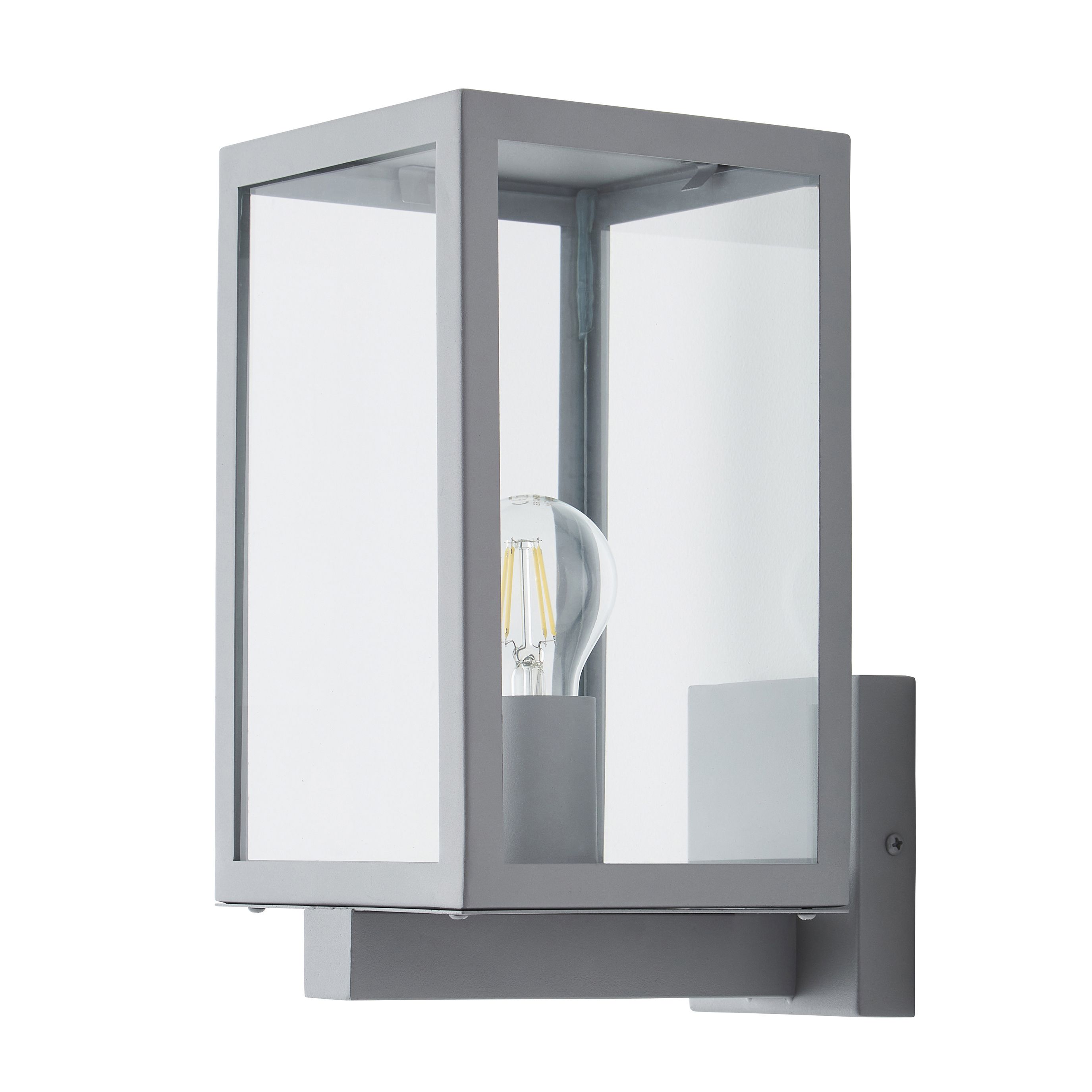 Zinc Cork Matt silver effect Mains-powered LED Outdoor On/Off Wall light (Dia)16cm