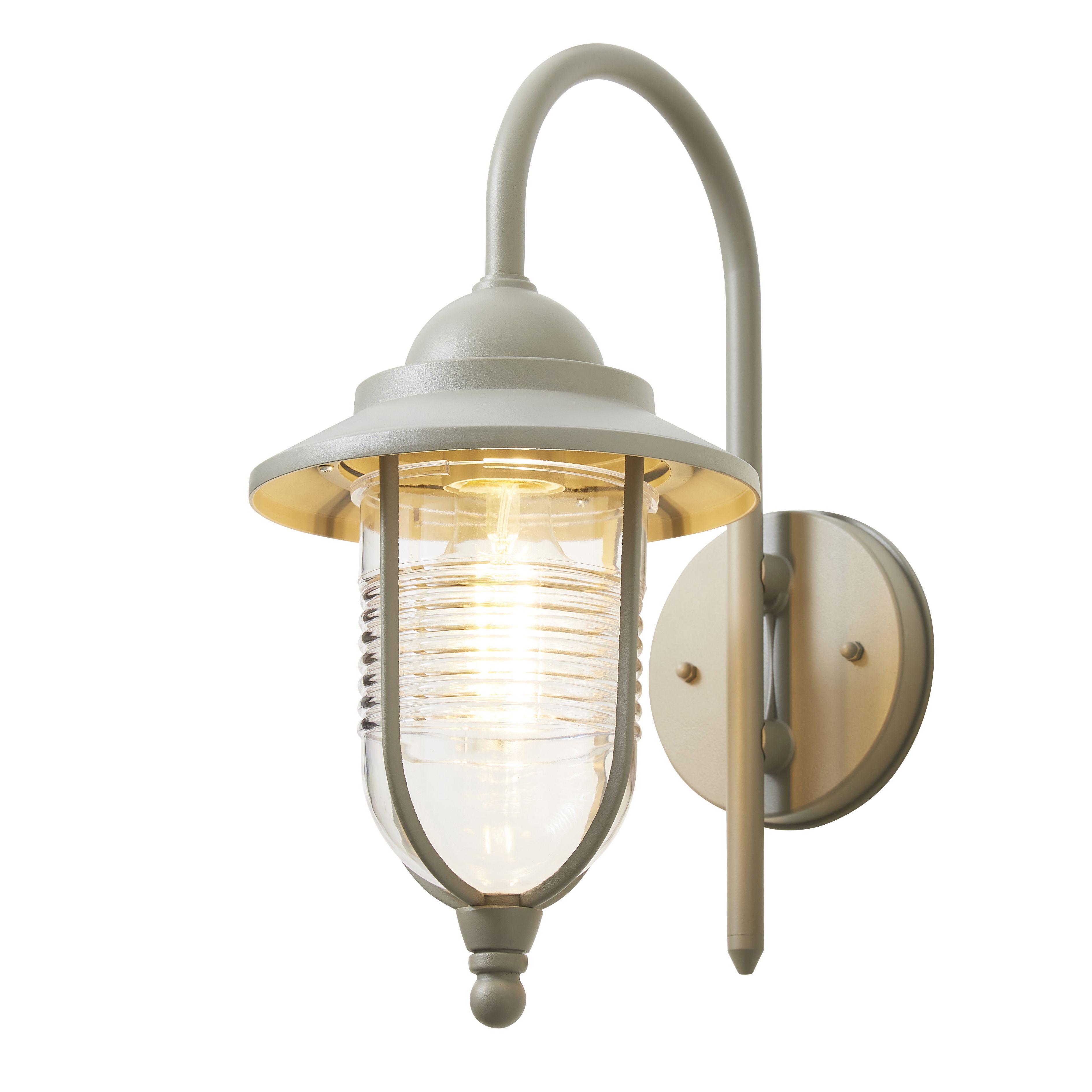 Zinc Dublin Fixed Matt Grey Mains-powered Outdoor ON/OFF Wall light (Dia)18cm