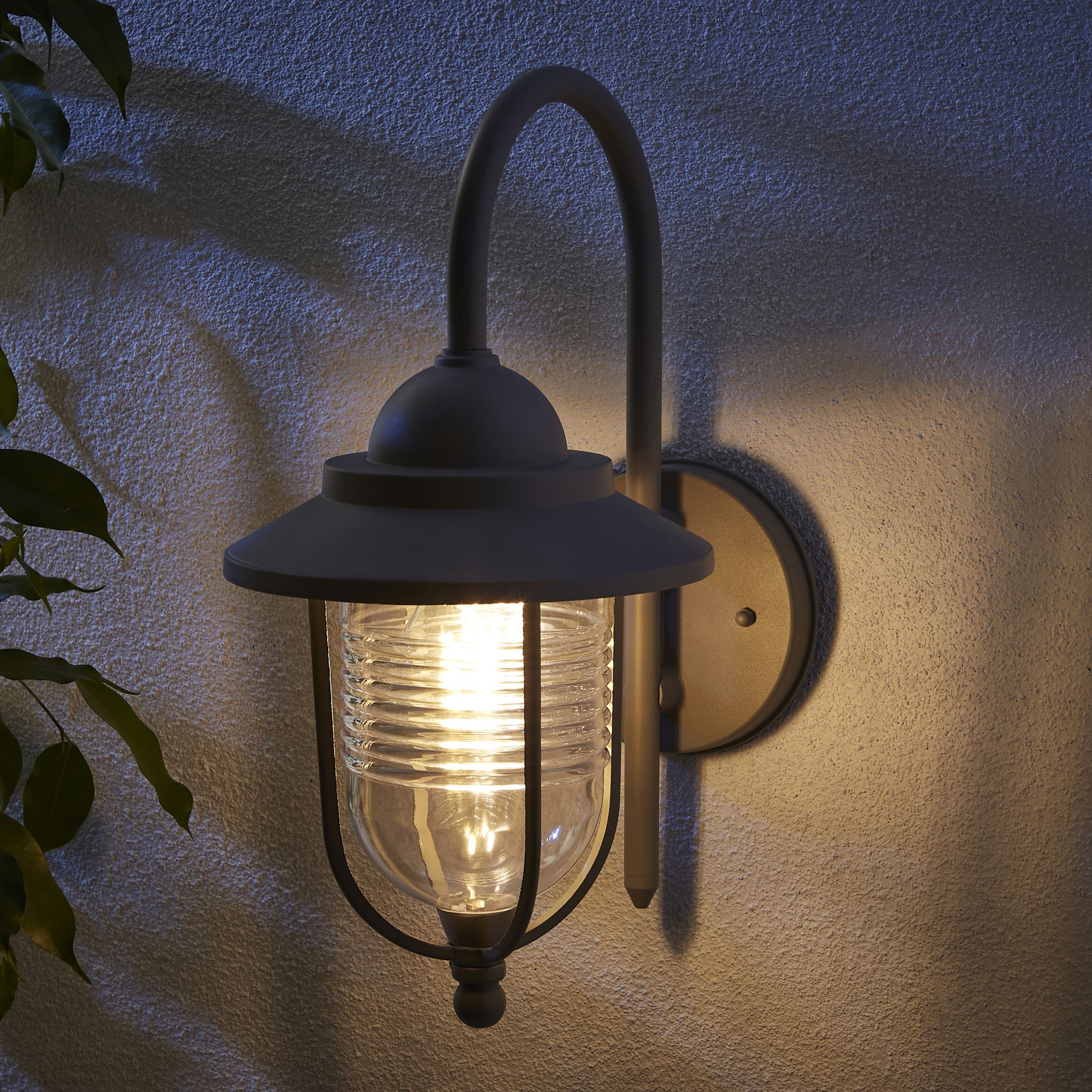 Zinc Dublin Fixed Matt Grey Mains-powered Outdoor ON/OFF Wall light (Dia)18cm