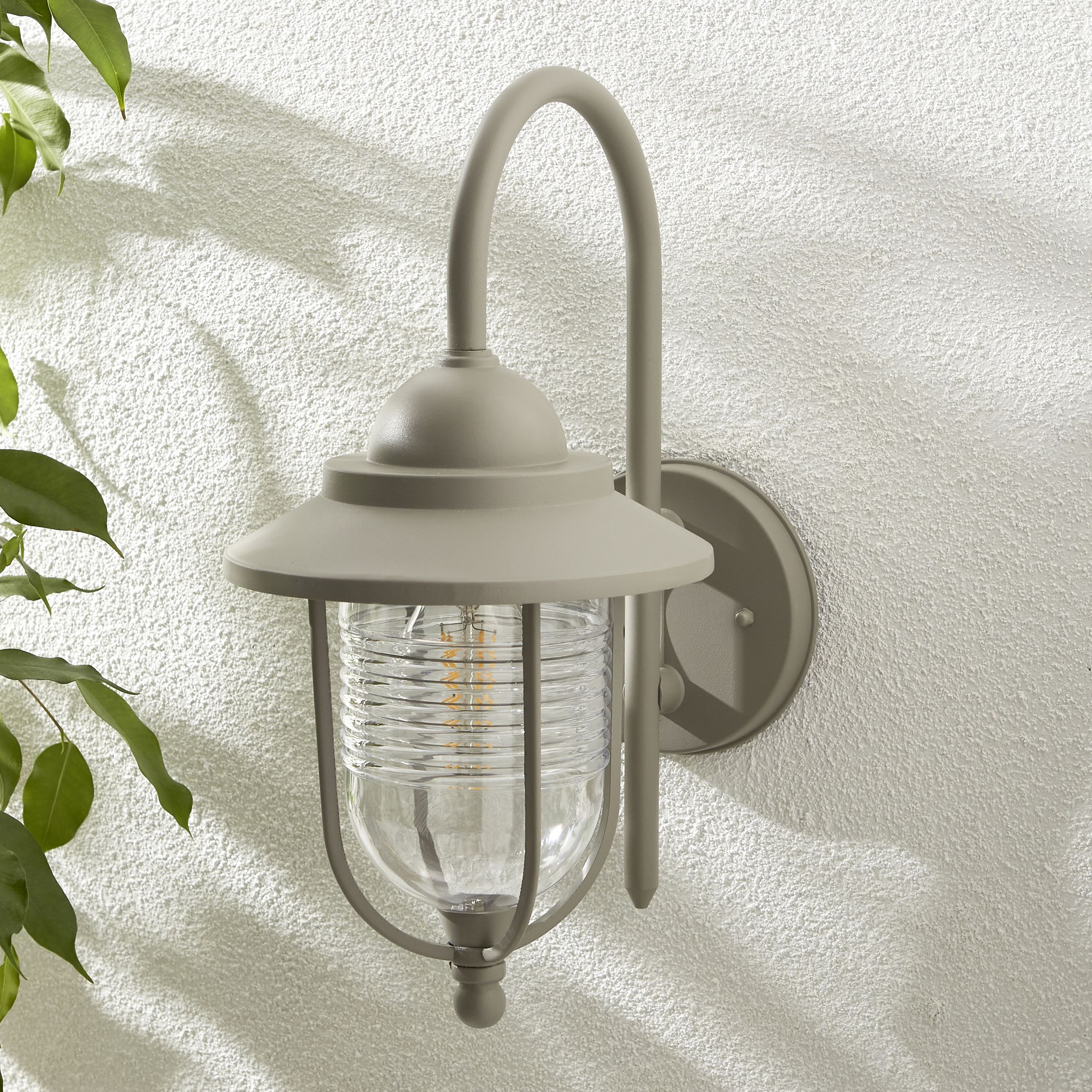 Zinc Dublin Fixed Matt Grey Mains-powered Outdoor ON/OFF Wall light (Dia)18cm