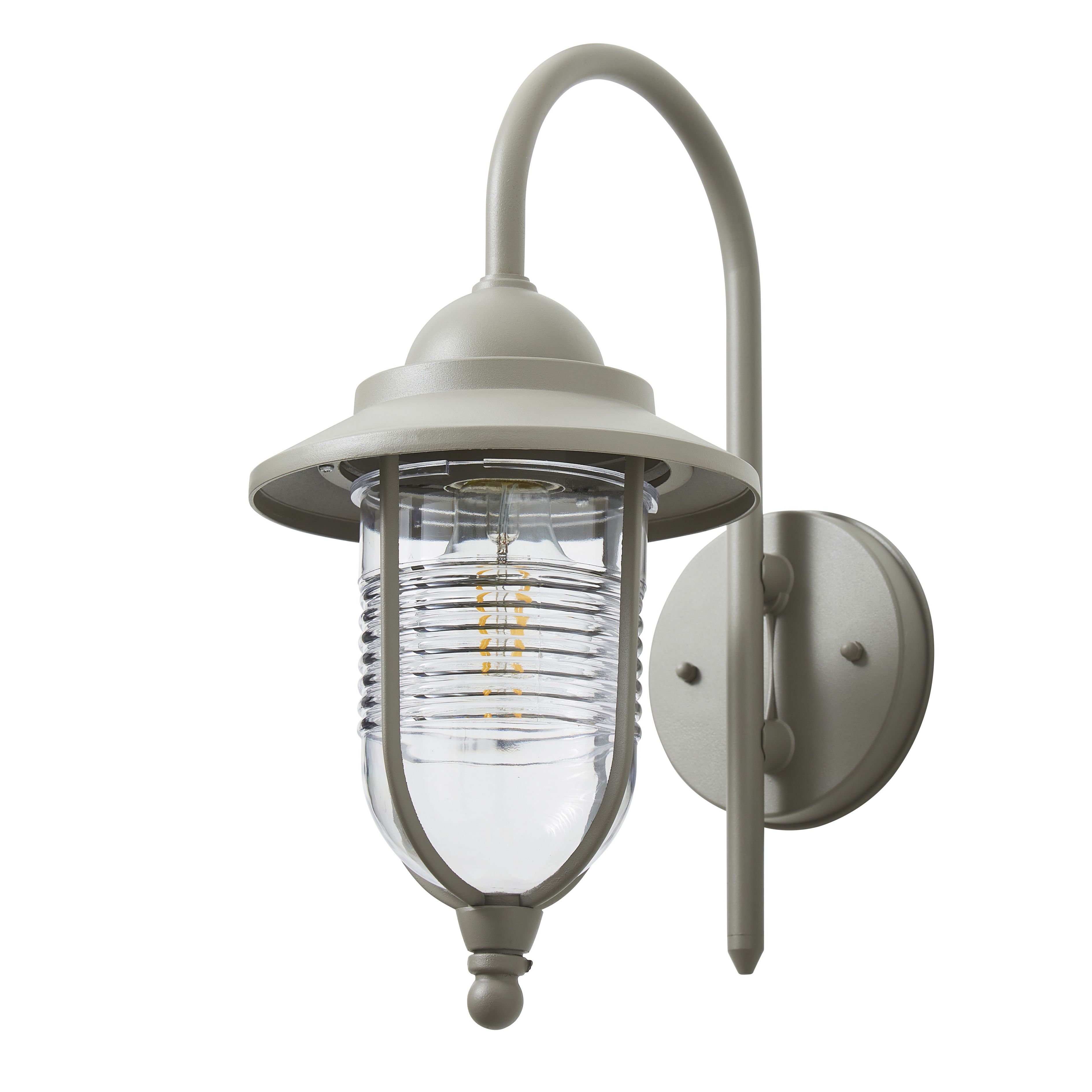Zinc Dublin Fixed Matt Grey Mains-powered Outdoor ON/OFF Wall light (Dia)18cm