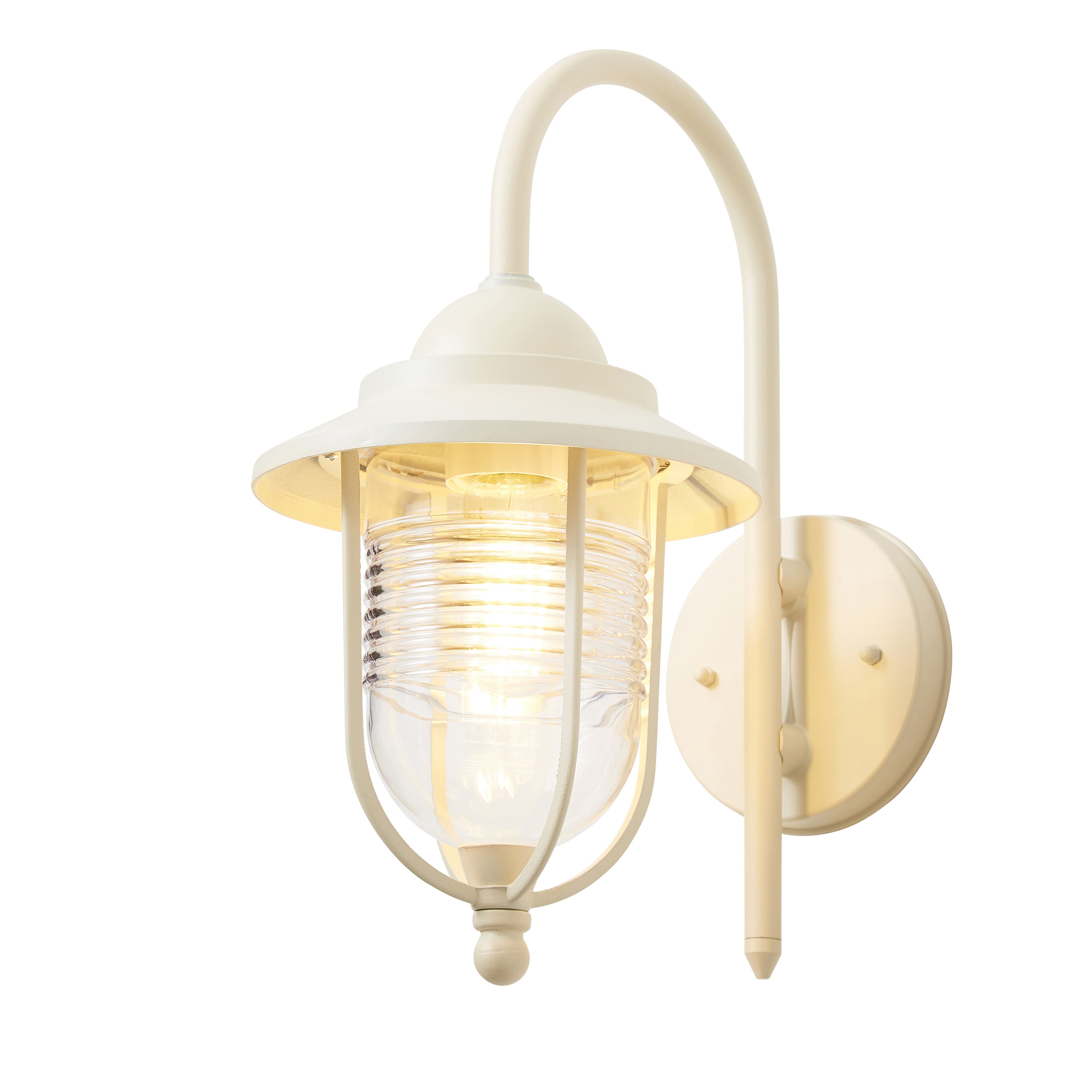 Zinc Dublin Fixed Matt Ivory Mains-powered Outdoor ON/OFF Wall light (Dia)18cm