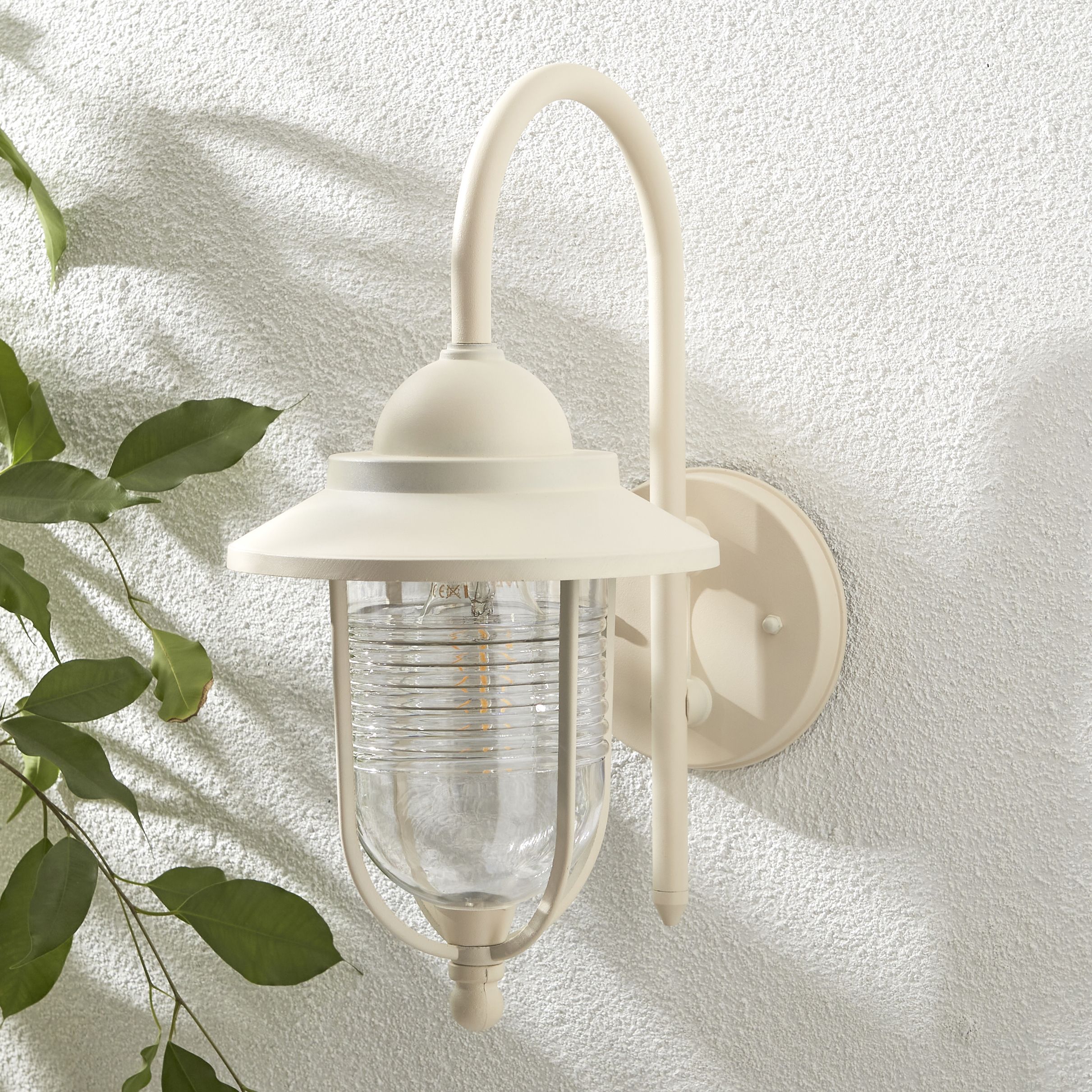 Zinc Dublin Fixed Matt Ivory Mains-powered Outdoor ON/OFF Wall light (Dia)18cm