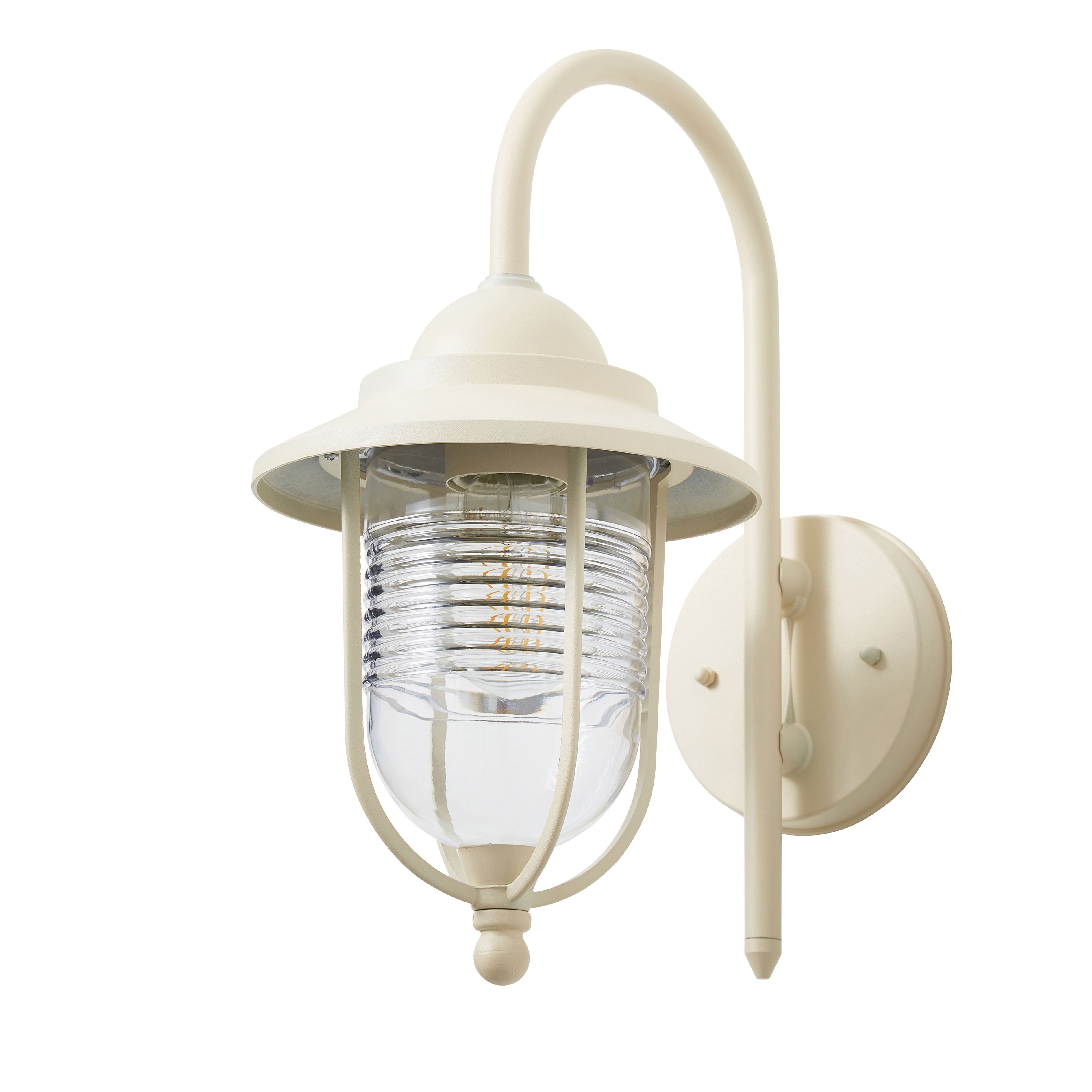 Zinc Dublin Fixed Matt Ivory Mains-powered Outdoor ON/OFF Wall light (Dia)18cm