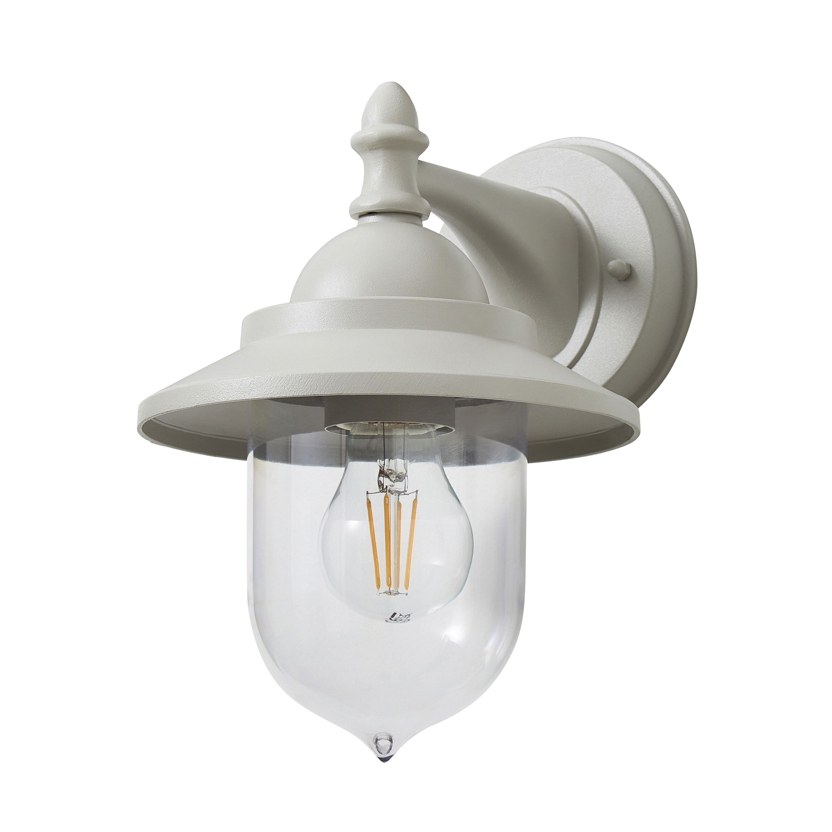 Zinc Galway Matt Grey Mains-powered LED Outdoor On/Off Wall light (Dia)18cm