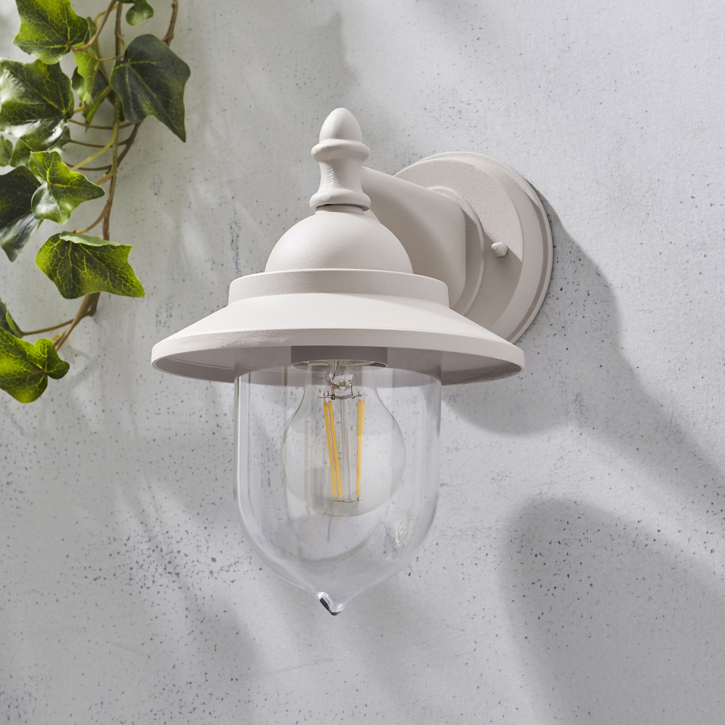 Zinc Galway Matt Grey Mains-powered LED Outdoor On/Off Wall light (Dia)18cm