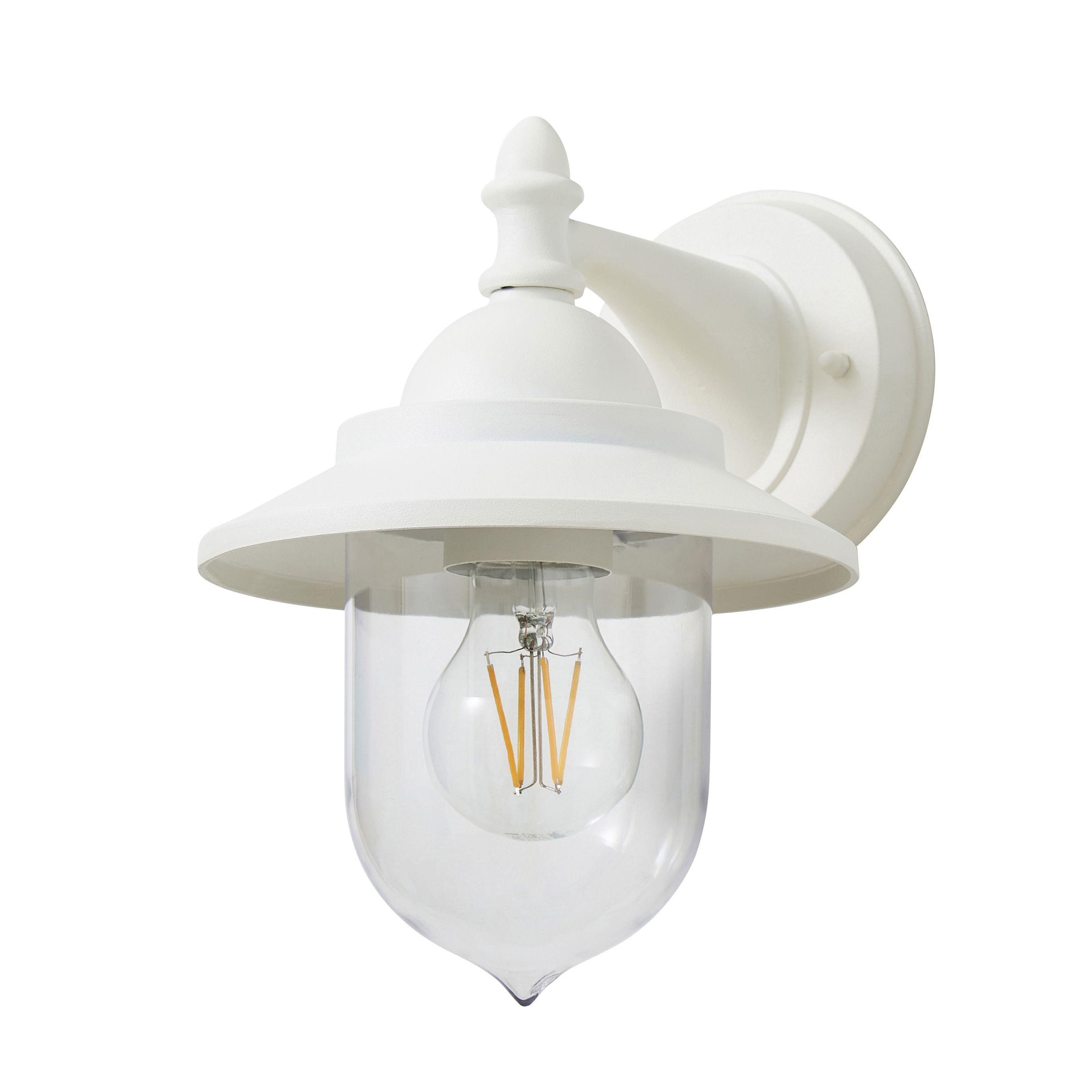 Zinc Galway Matt Ivory Mains-powered LED Outdoor On/Off Wall light (Dia)18cm