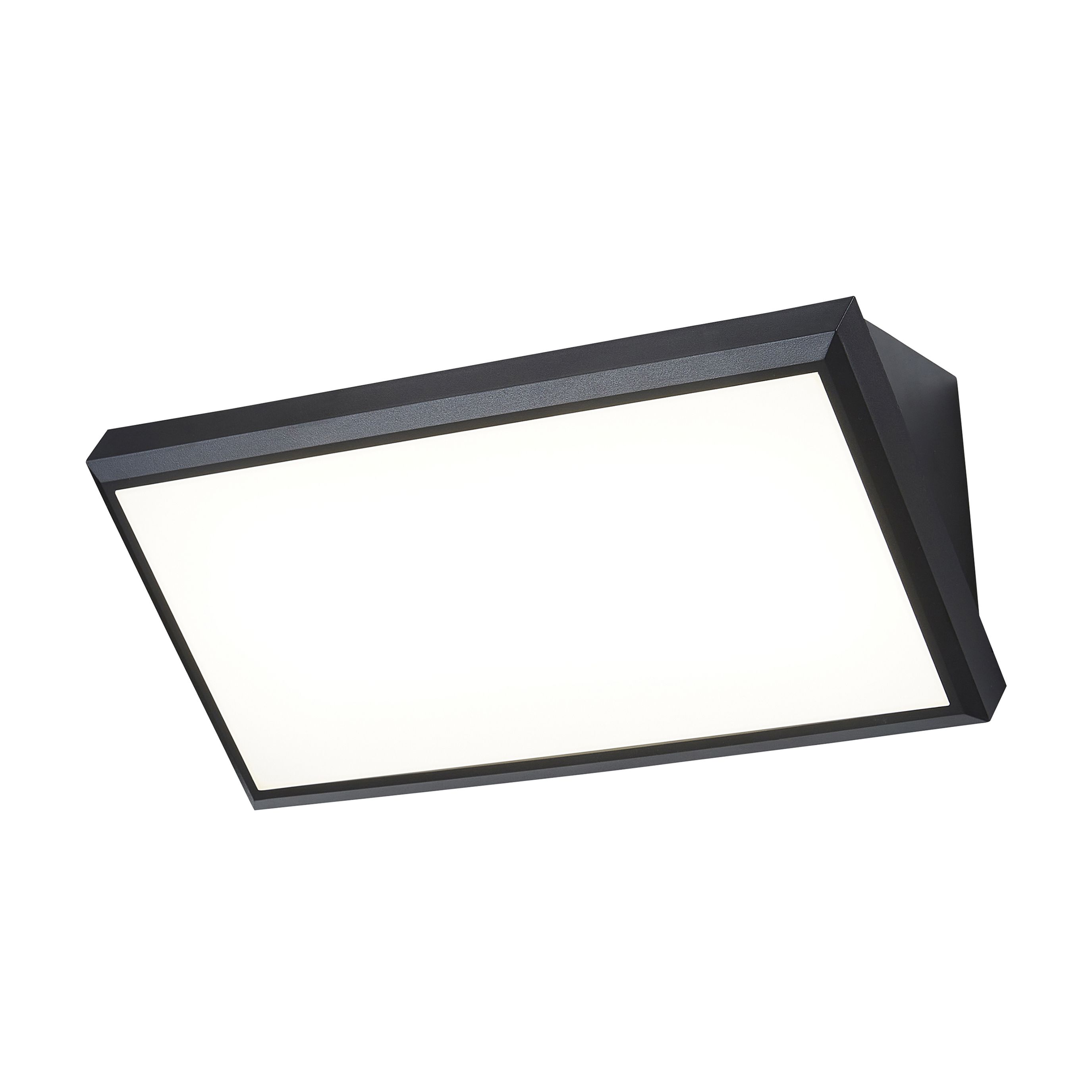 Zinc Howth Matt Black Mains-powered Integrated LED Outdoor Hi-Low Wall light 1260lm (Dia)32cm