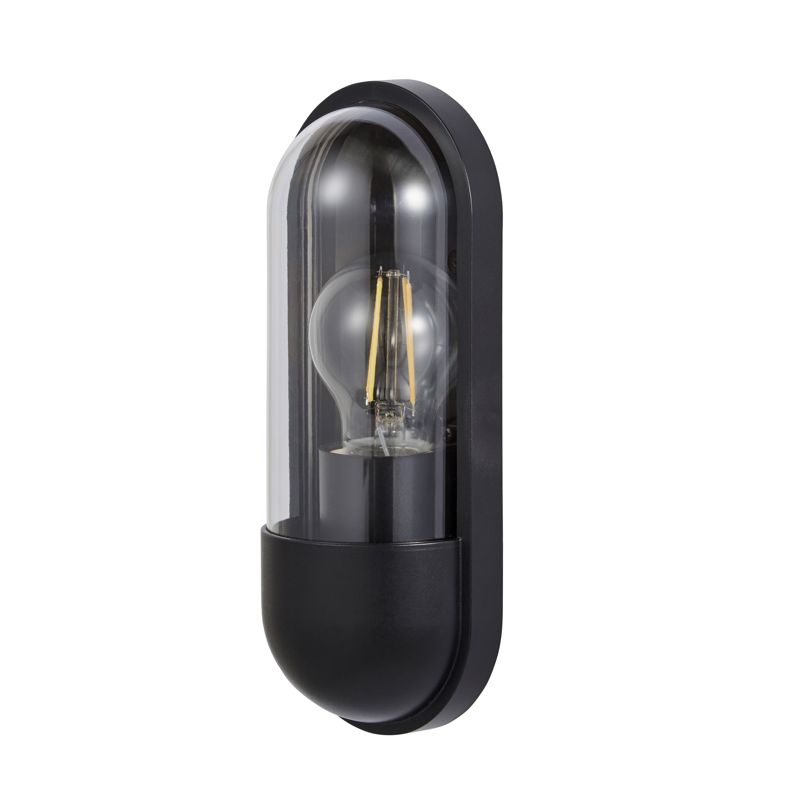 Zinc Kerry Fixed Matt Black Mains-powered Outdoor ON/OFF Wall light (Dia)10cm
