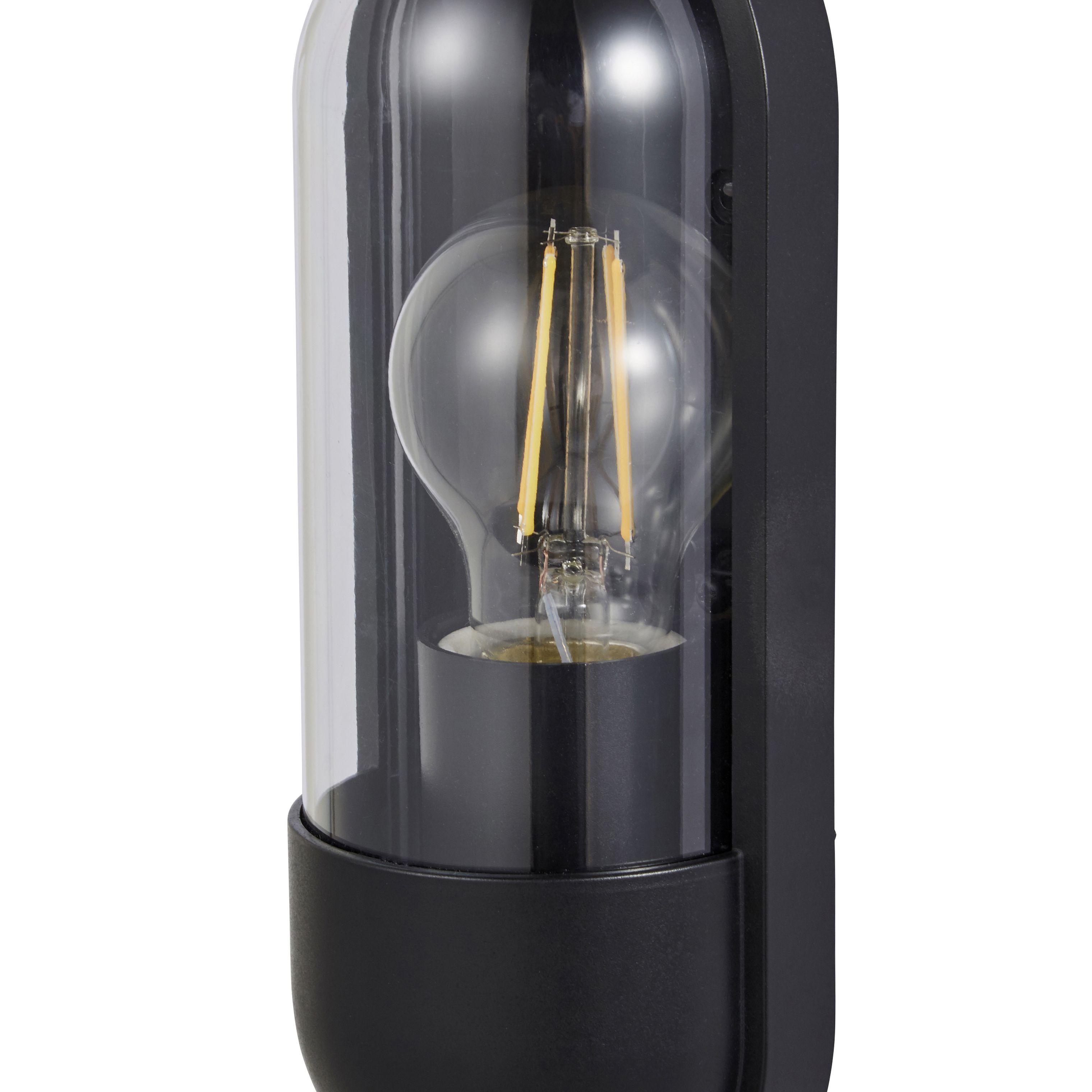 Zinc Kerry Fixed Matt Black Mains-powered Outdoor ON/OFF Wall light (Dia)10cm