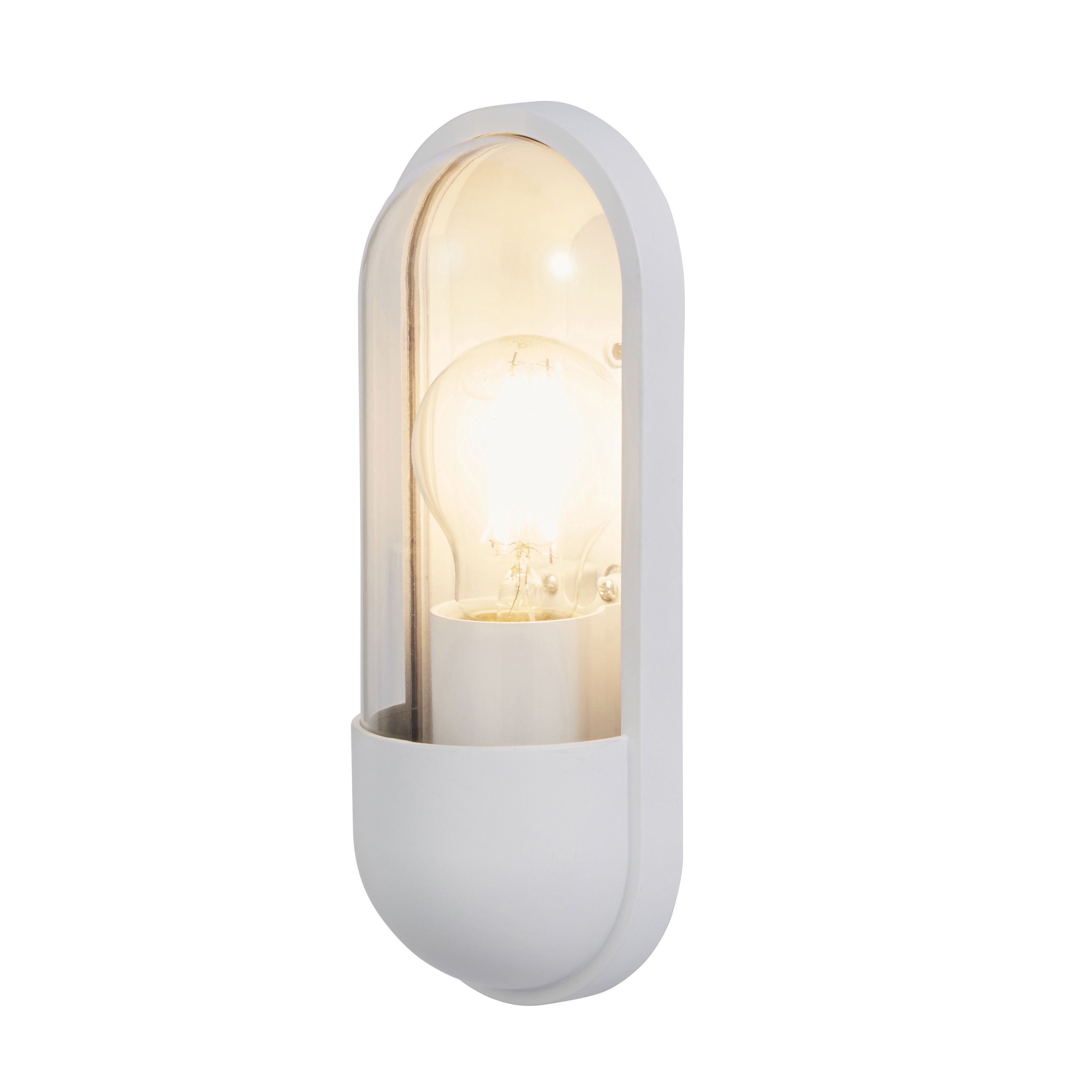 Zinc Kerry Fixed Matt White Mains-powered Outdoor ON/OFF Wall light (Dia)10cm