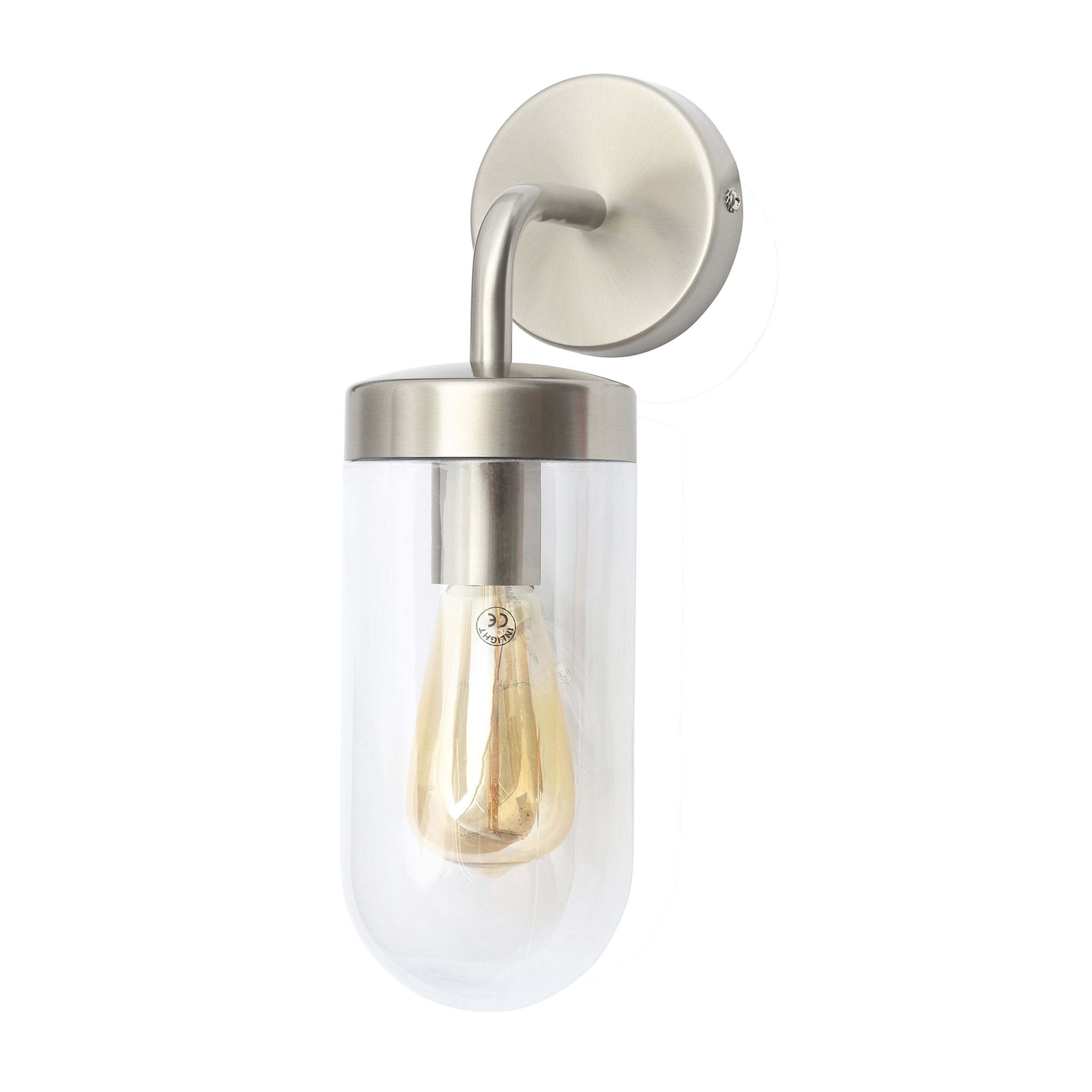 Zinc Mount Fixed Matt Stainless steel effect Mains-powered Outdoor ON/OFF Wall light (Dia)11cm