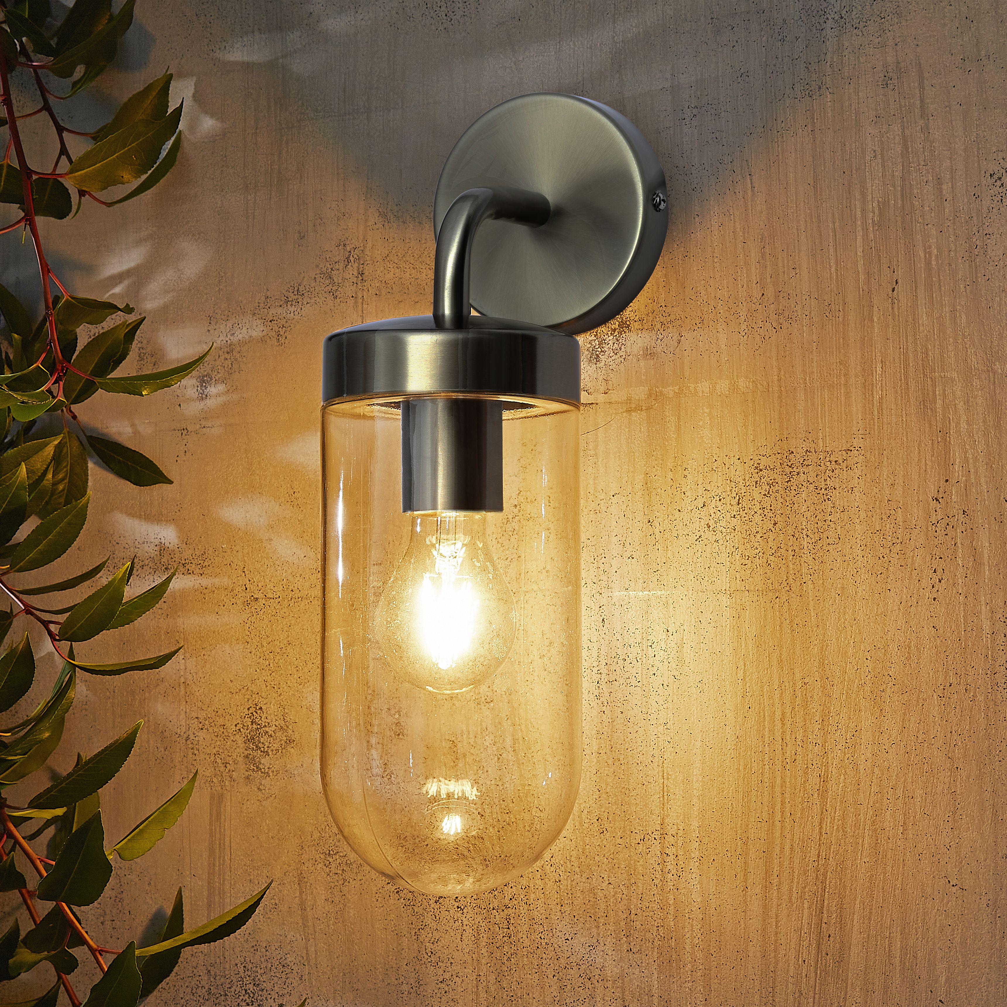 Zinc Mount Fixed Matt Stainless steel effect Mains-powered Outdoor ON/OFF Wall light (Dia)11cm