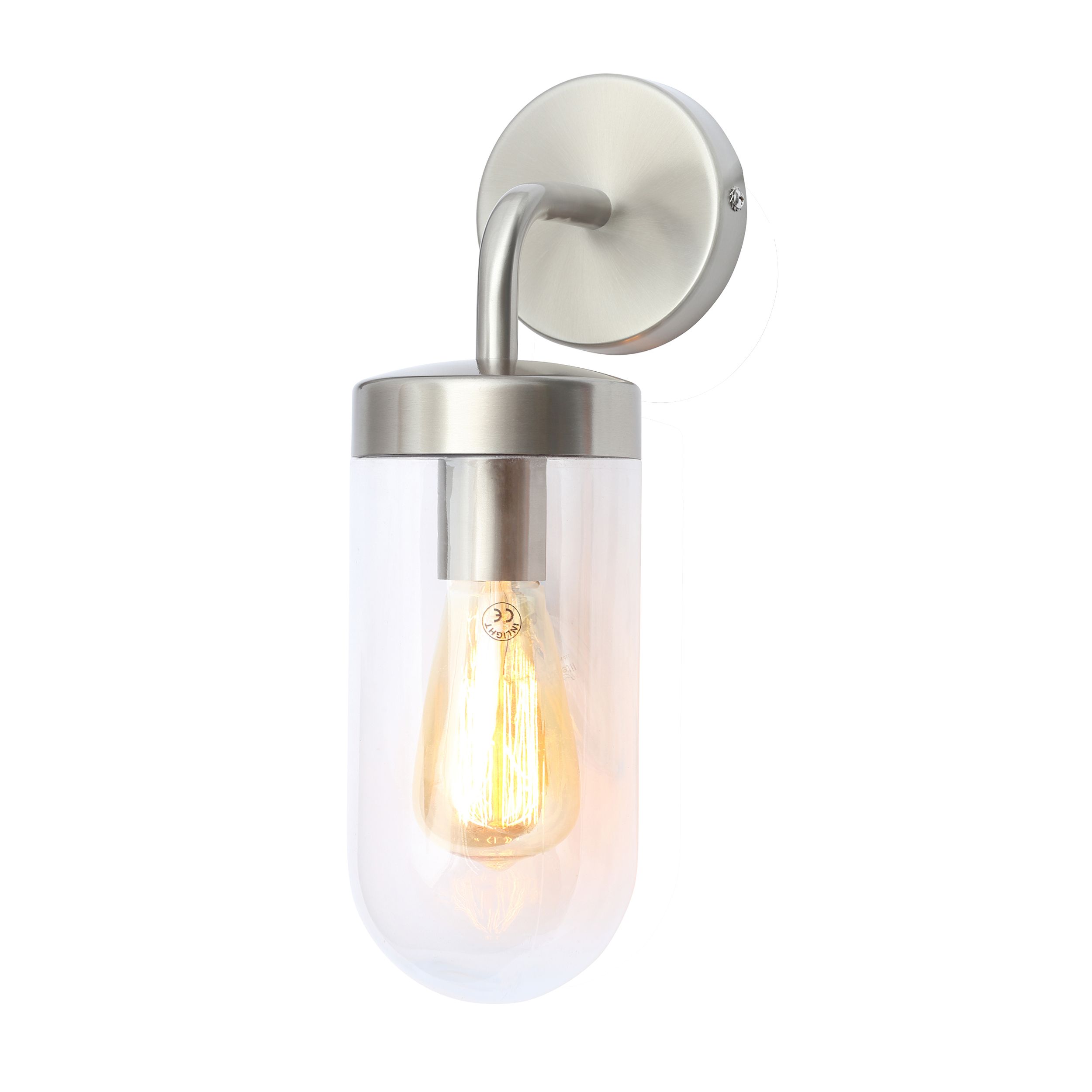 Zinc Mount Fixed Matt Stainless steel effect Mains-powered Outdoor ON/OFF Wall light (Dia)11cm