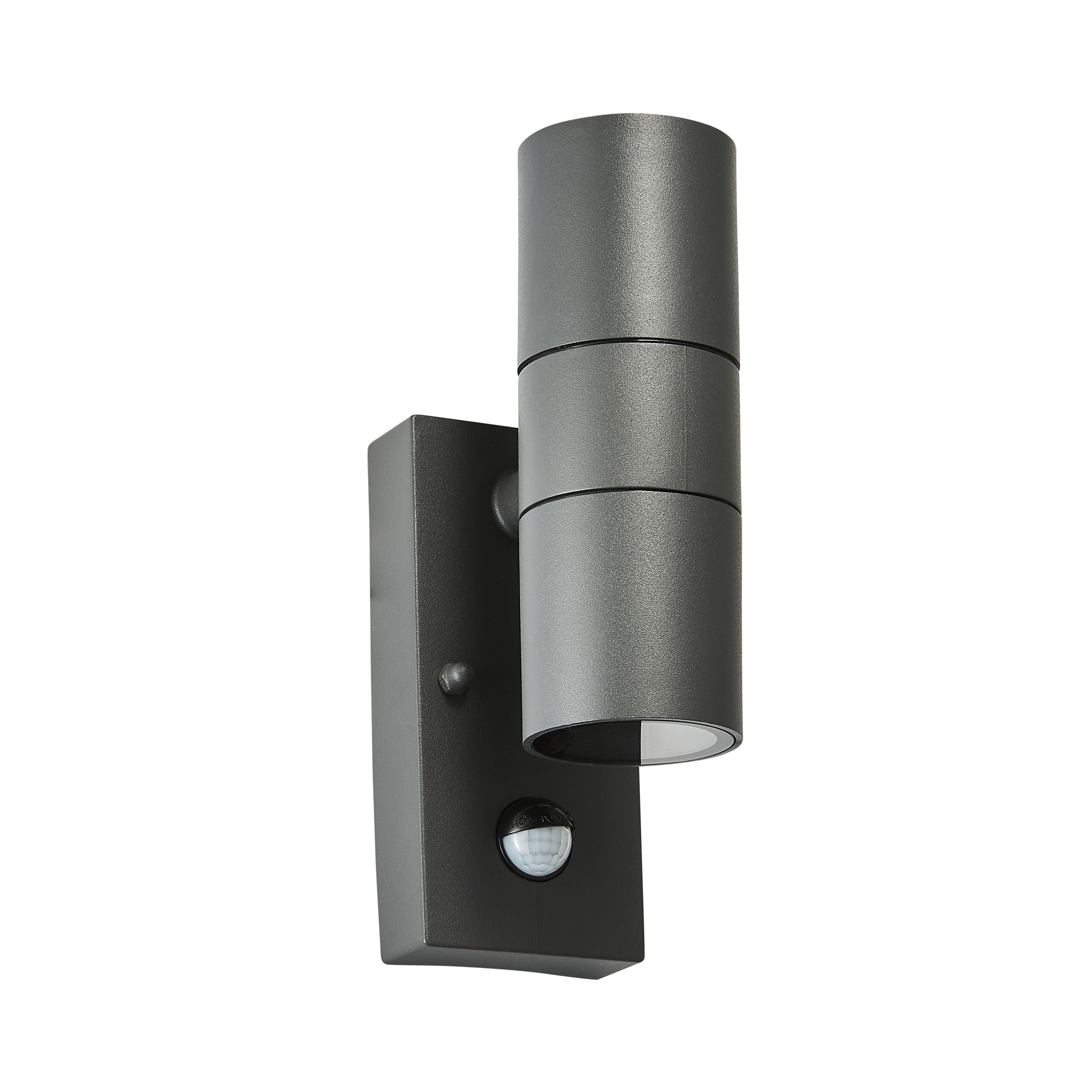 Zinc Odin Fixed Matt Black Mains-powered LED Outdoor ON/OFF with PIR Wall light (Dia)6cm