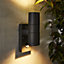 Zinc Odin Fixed Matt Black Mains-powered LED Outdoor ON/OFF with PIR Wall light (Dia)6cm