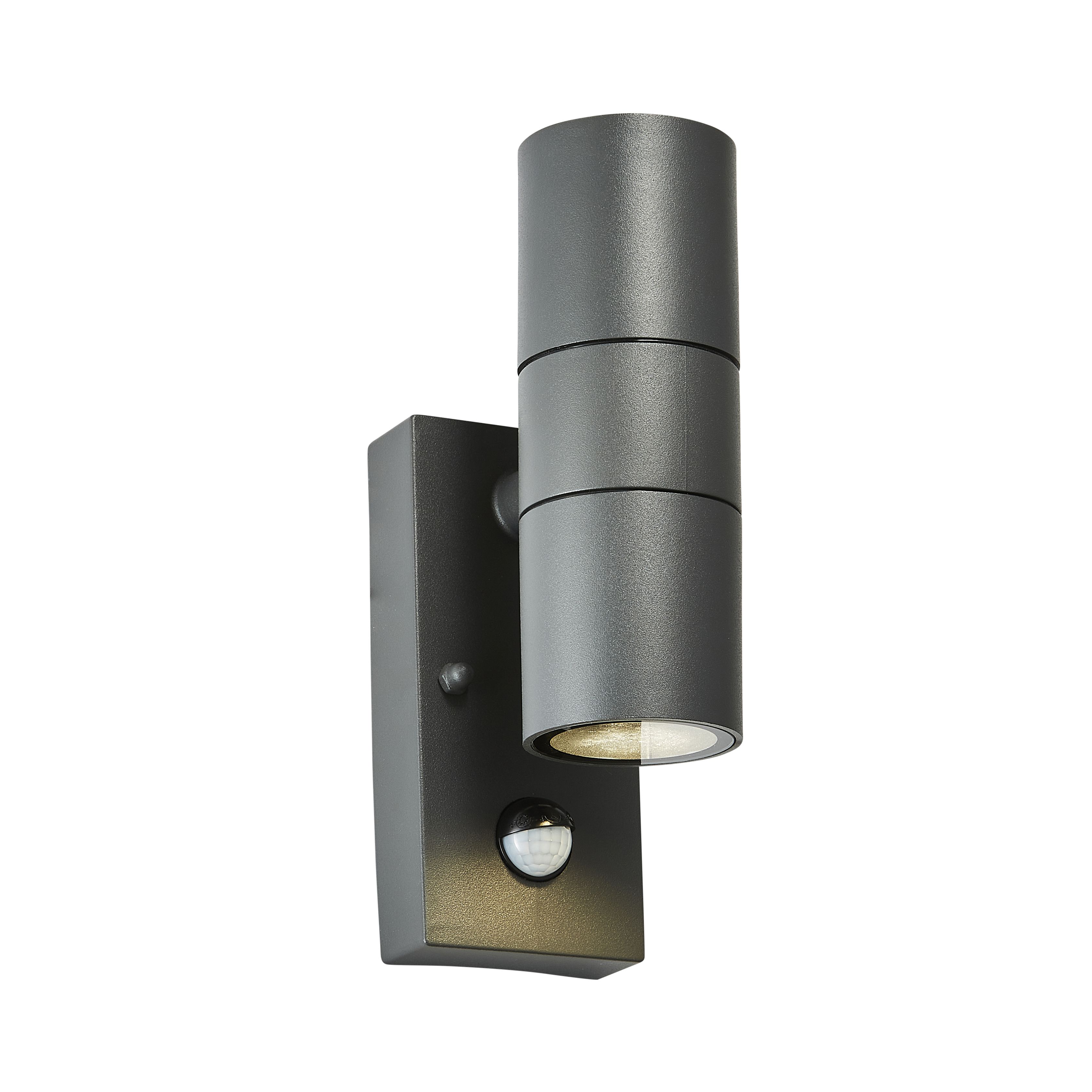 Zinc Odin Fixed Matt Black Mains-powered LED Outdoor ON/OFF with PIR Wall light (Dia)6cm