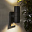 Zinc Odin Fixed Matt Black Mains-powered LED Outdoor ON/OFF with PIR Wall light (Dia)6cm