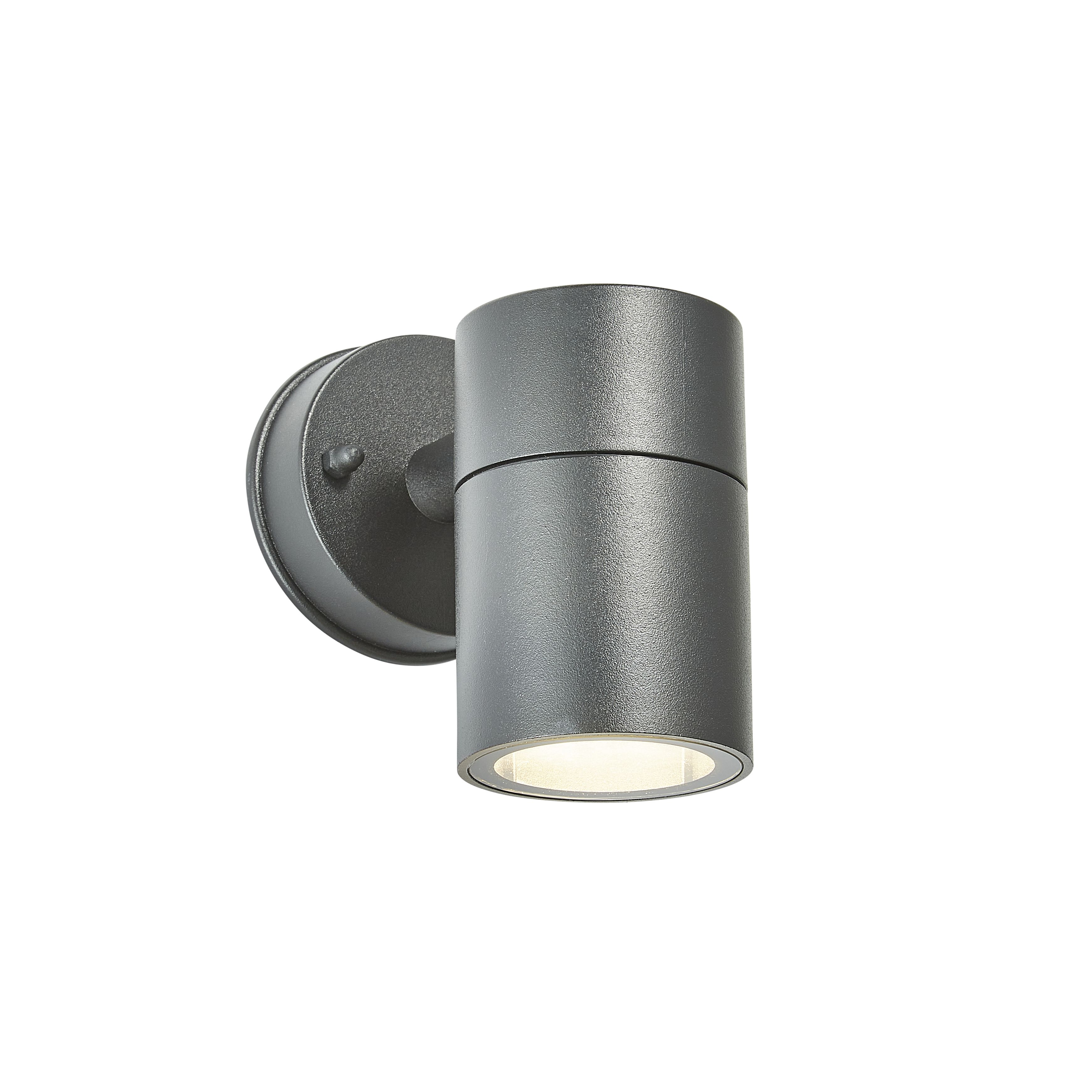 Zinc Odin Fixed Matt Black Mains-powered Outdoor Down ON/OFF Wall light (Dia)6cm