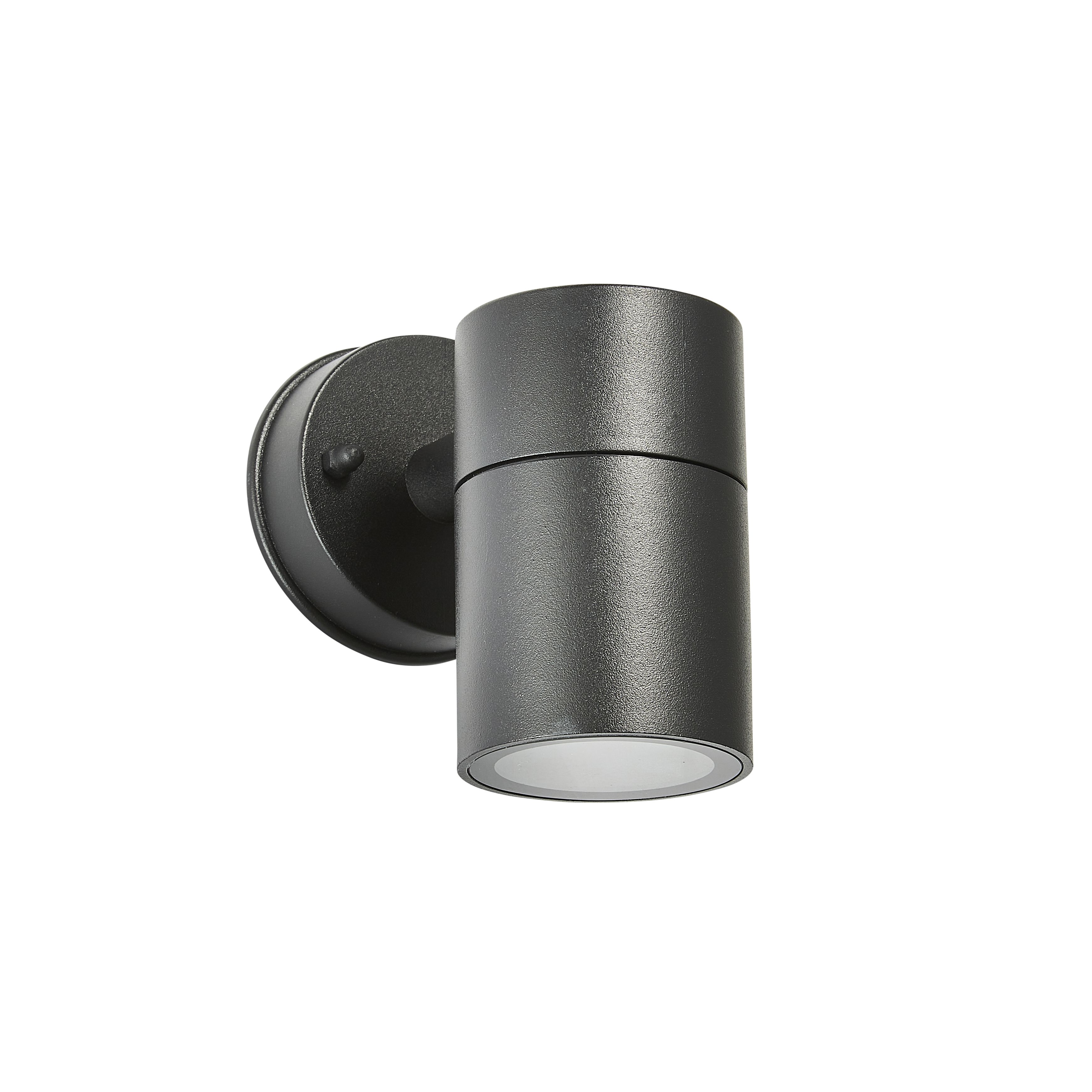 Zinc Odin Fixed Matt Black Mains-powered Outdoor Down ON/OFF Wall light (Dia)6cm