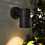 Zinc Odin Fixed Matt Black Mains-powered Outdoor Down ON/OFF Wall light (Dia)6cm