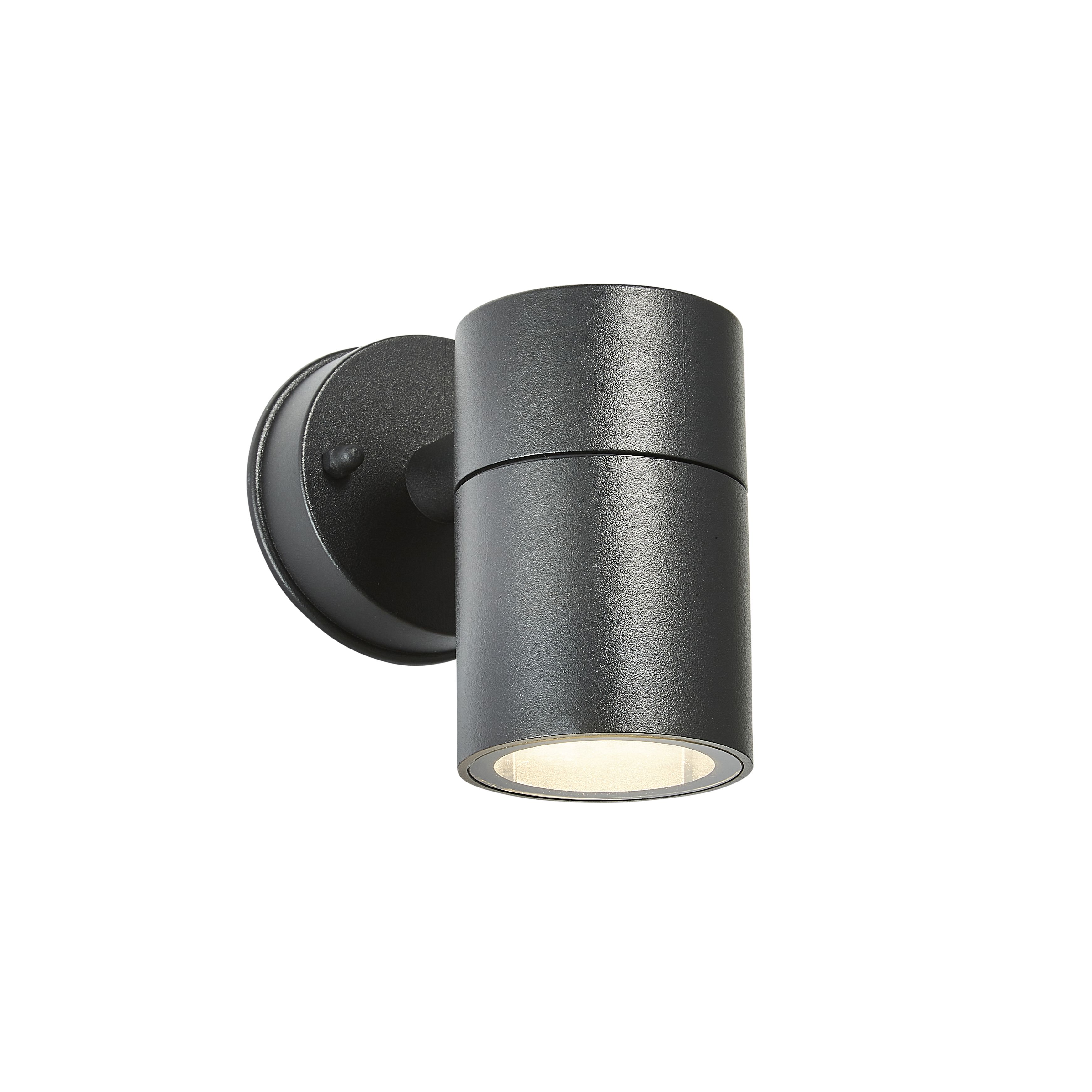 Zinc Odin Fixed Matt Black Mains-powered Outdoor Down ON/OFF Wall light (Dia)6cm