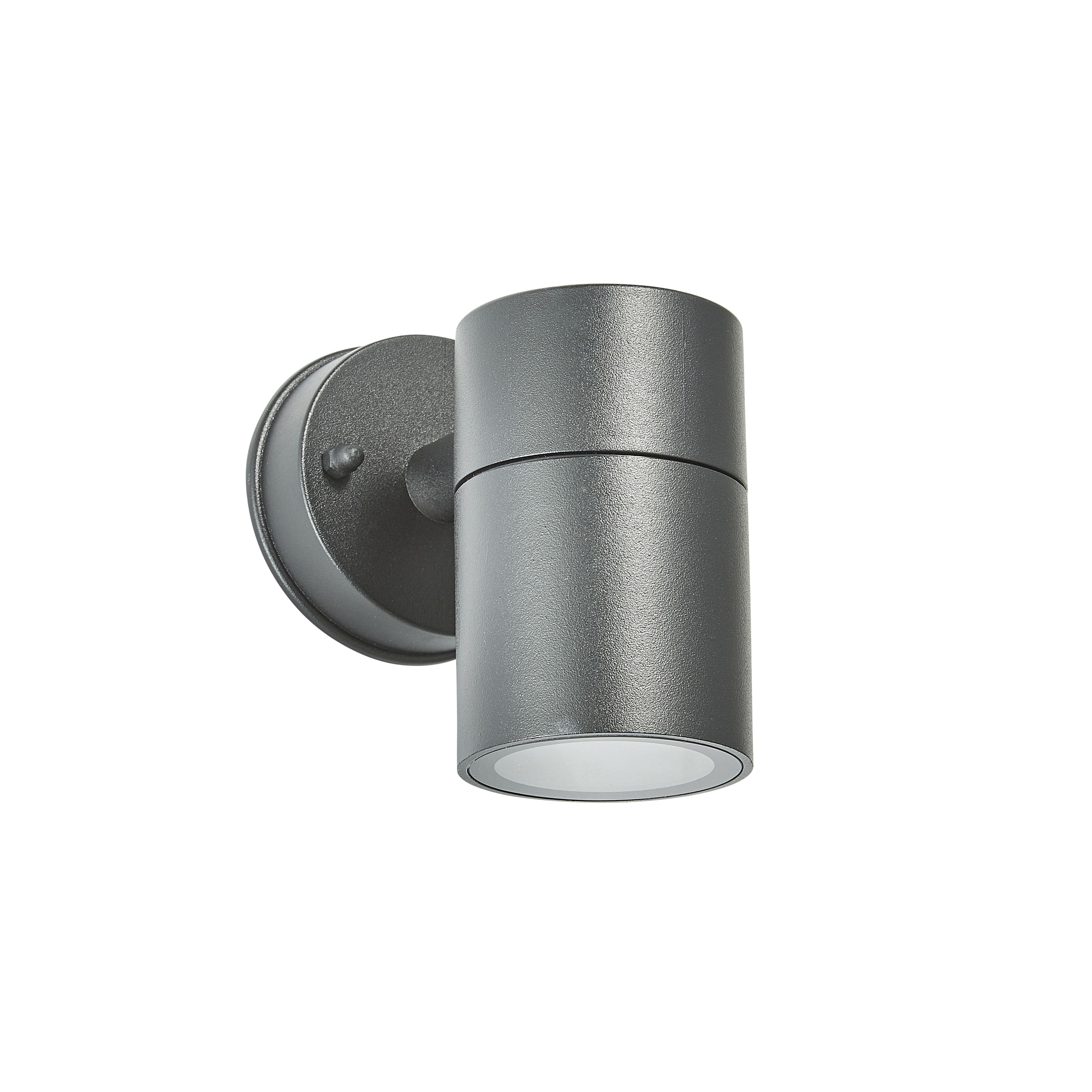 Zinc Odin Fixed Matt Black Mains-powered Outdoor Down ON/OFF Wall light (Dia)6cm