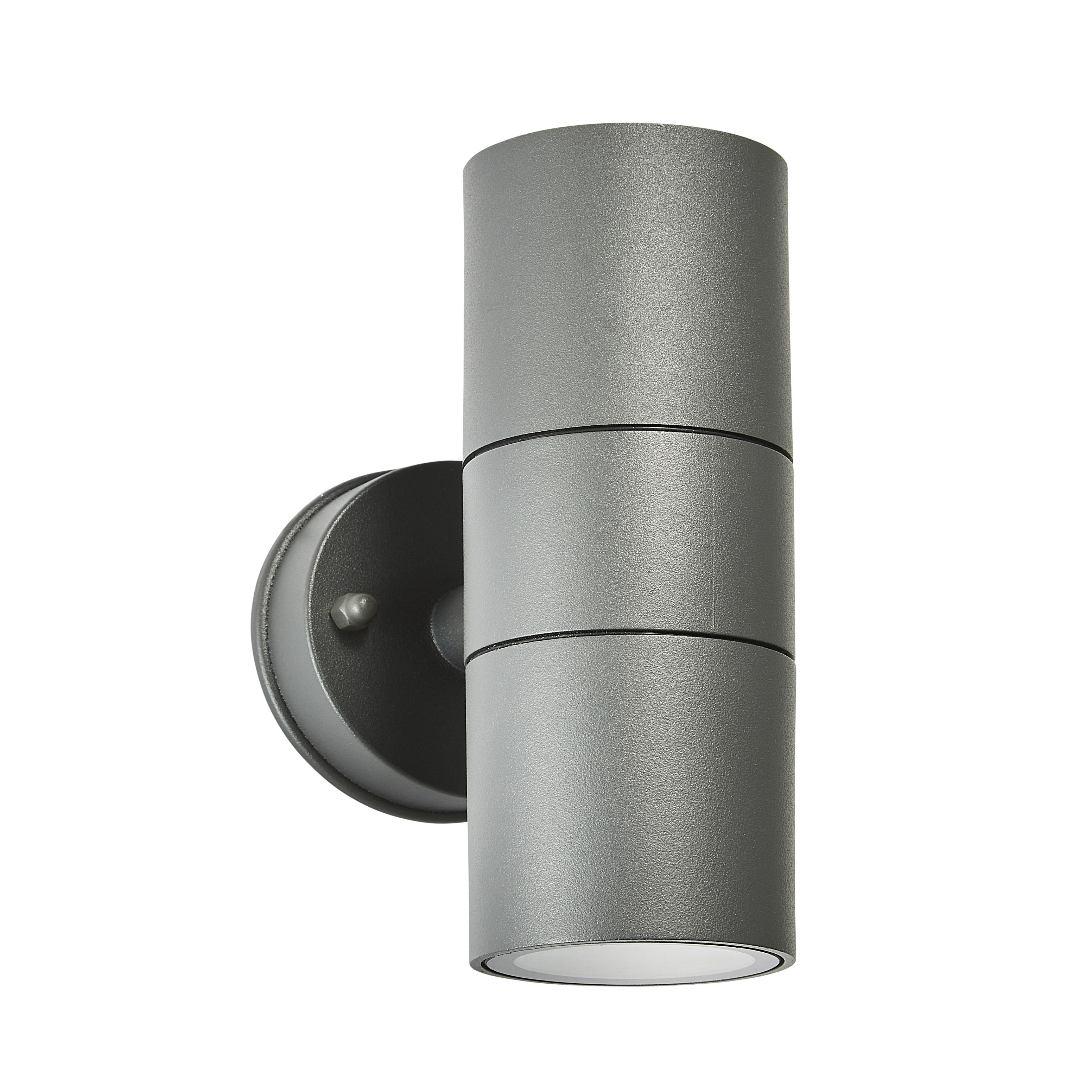 Zinc Odin Fixed Matt Black Mains-powered Outdoor Up & Down Up & Down ON/OFF Wall light (Dia)6cm