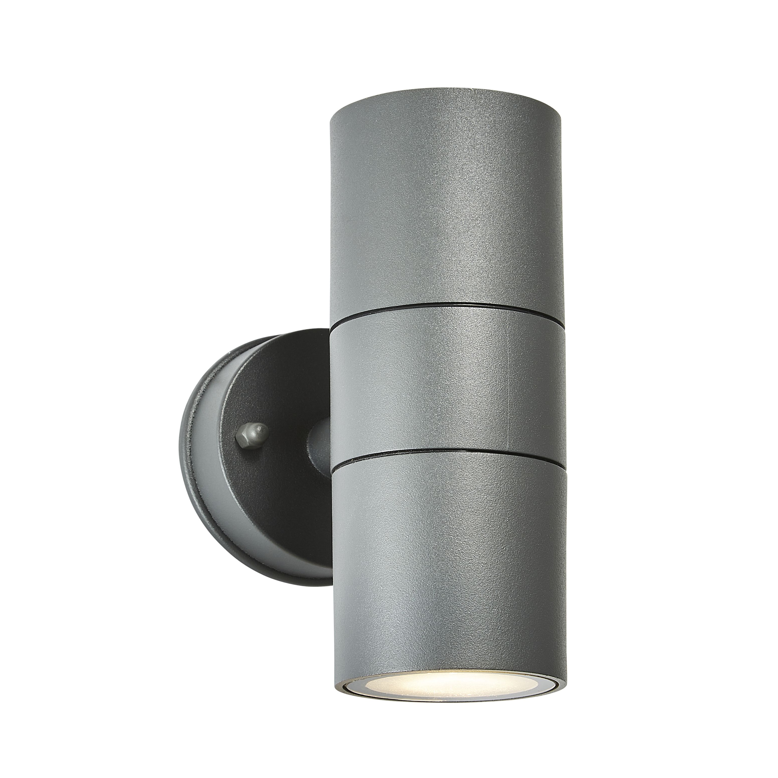 Zinc Odin Fixed Matt Black Mains-powered Outdoor Up & Down Up & Down ON/OFF Wall light (Dia)6cm
