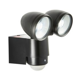 Zinc Oust BQ-37493-BLK Black Mains-powered Cool white Outdoor LED PIR Double floodlight 480lm