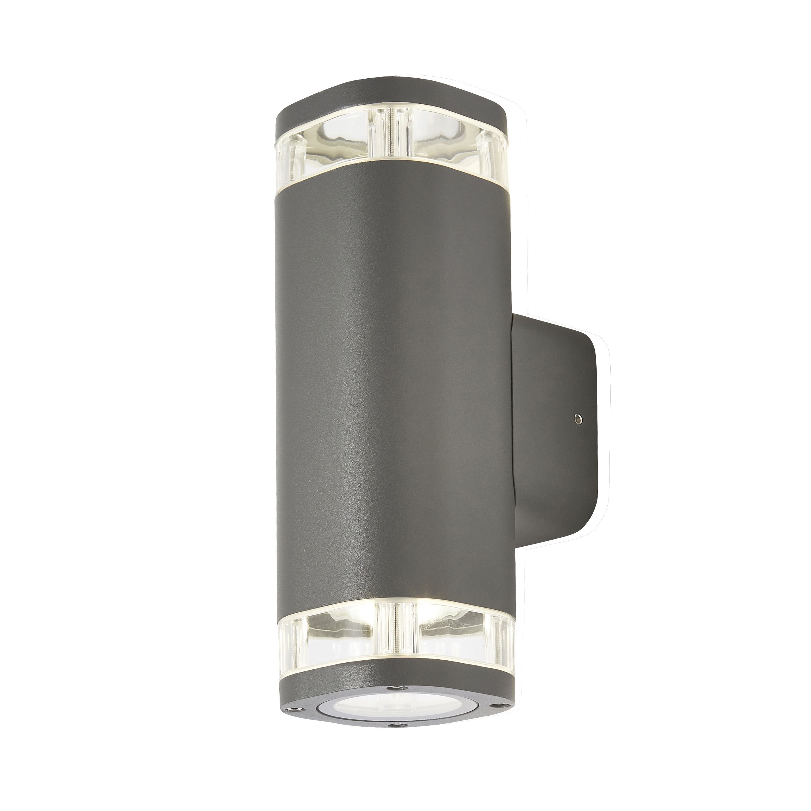 Zinc Palin Fixed Matt Anthracite Mains-powered LED Outdoor ON/OFF Wall light (Dia)9cm