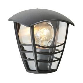 Zinc Perdy Fixed Matt Black Mains-powered LED Outdoor Curved Wall lantern (Dia)17.9cm