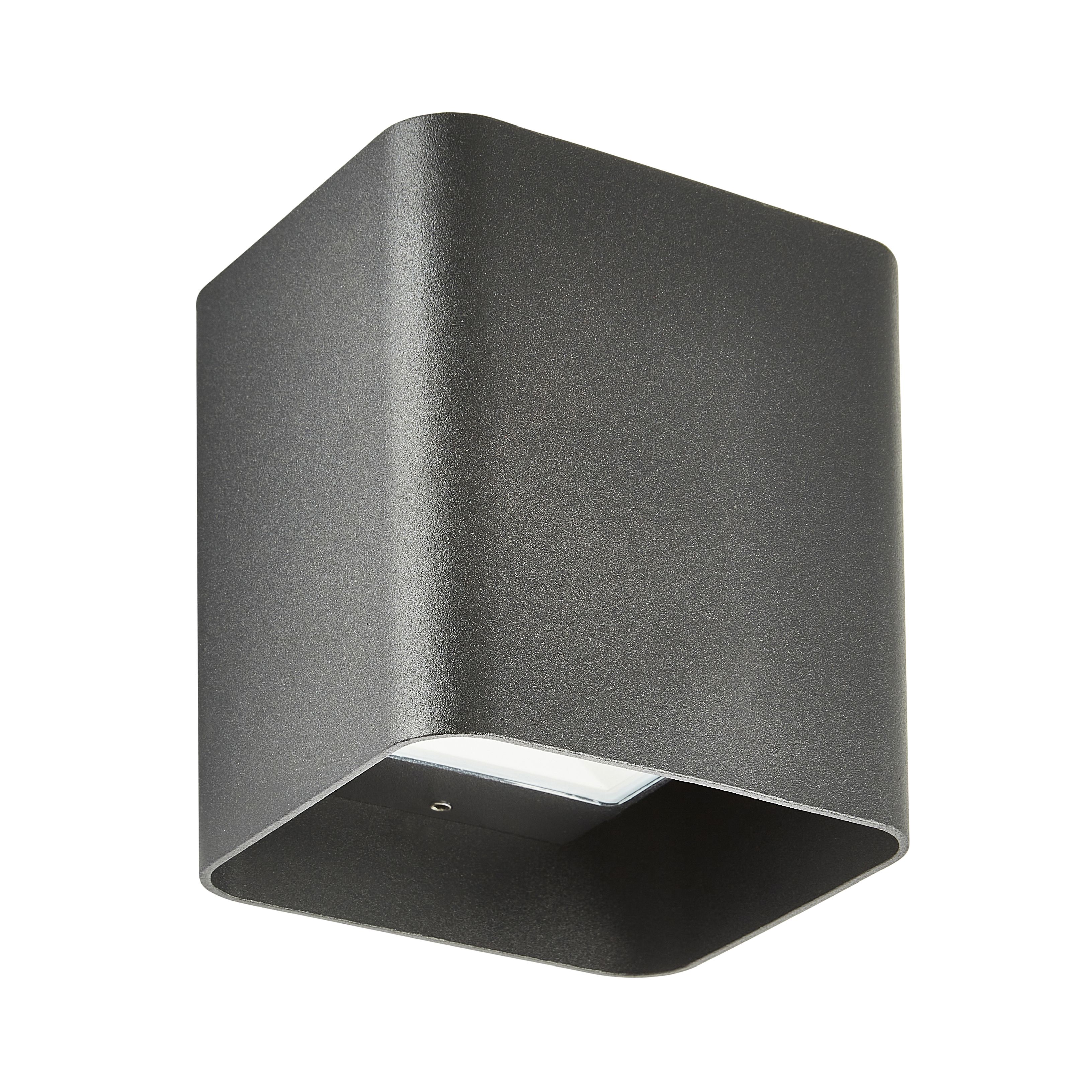 Zinc Pica Fixed Matt Black Mains-powered LED Outdoor Wall light 620lm 37495 (Dia)11cm