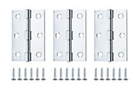 Zinc-plated Metal Butt Door hinge N174 (L)75mm, Pack of 3