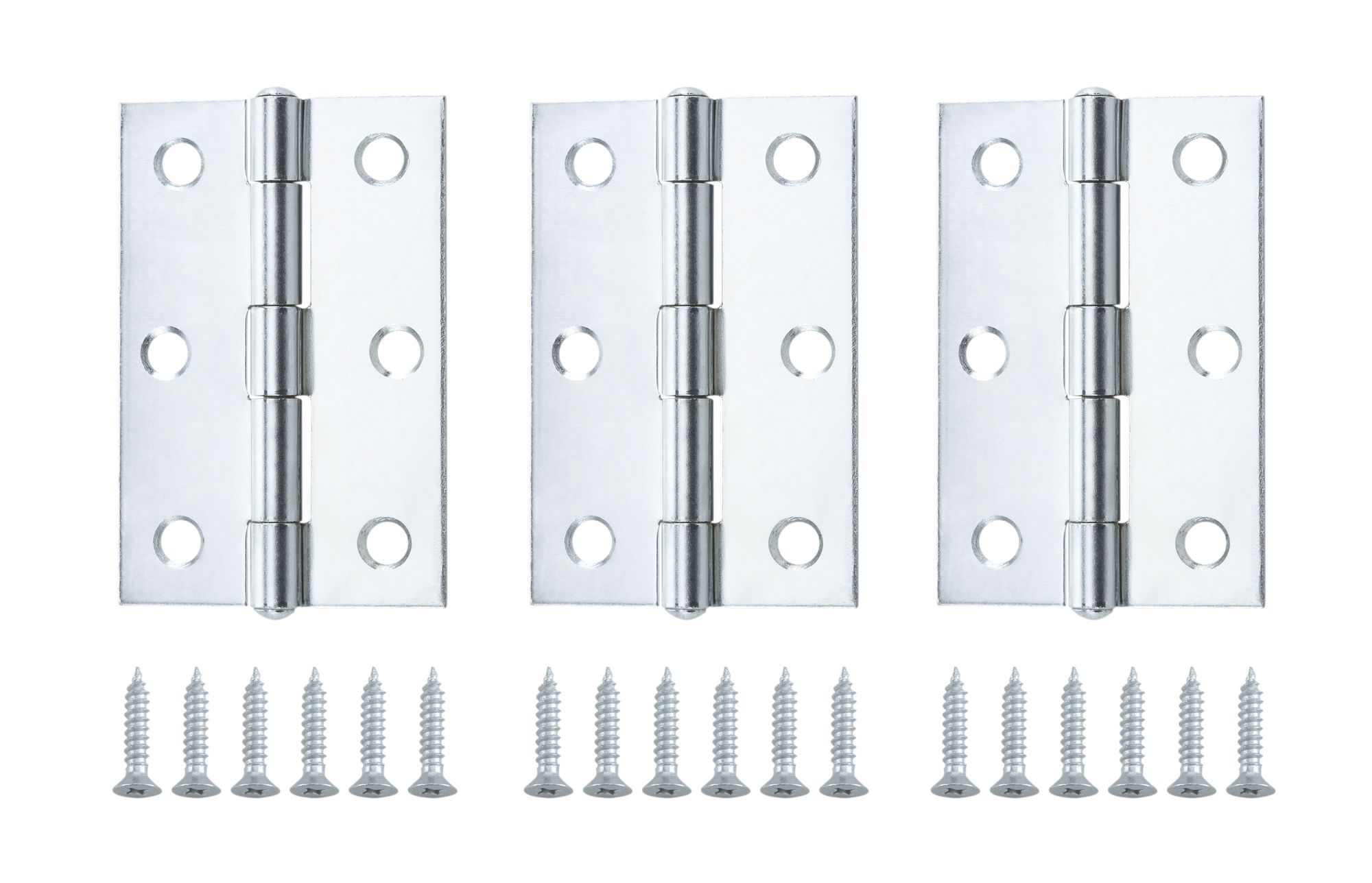 Zinc-plated Metal Butt Door hinge N174 (L)75mm, Pack of 3