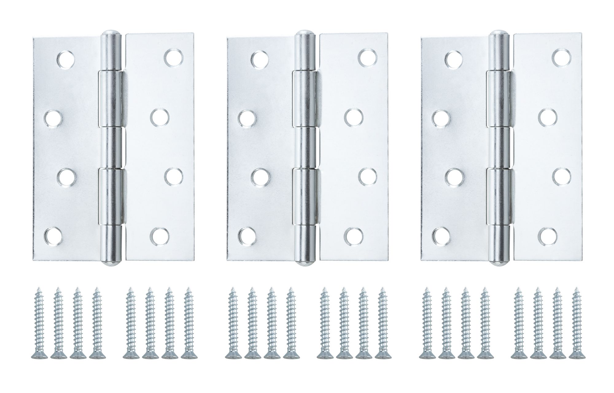 Zinc-plated Metal Butt Door hinge N440 (L)100mm, Pack of 3
