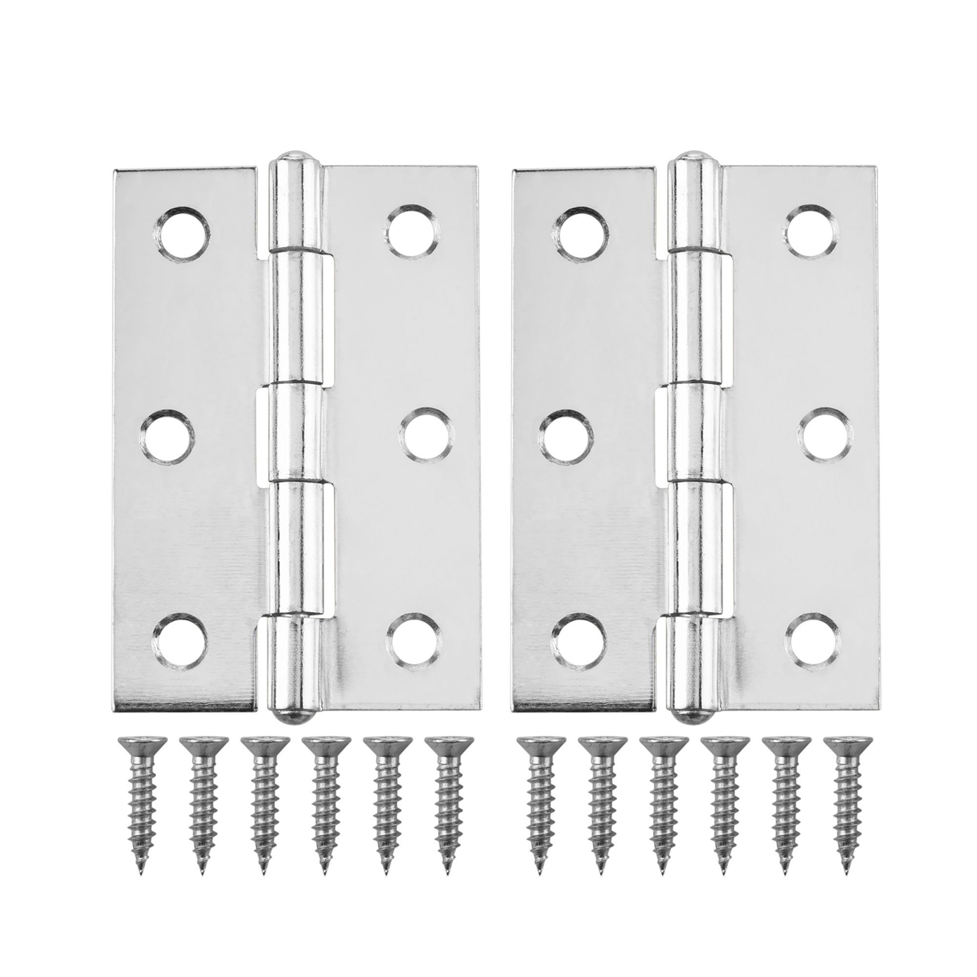 Zinc-plated Metal Butt Door hinge NO90 (L)65mm, Pack of 2
