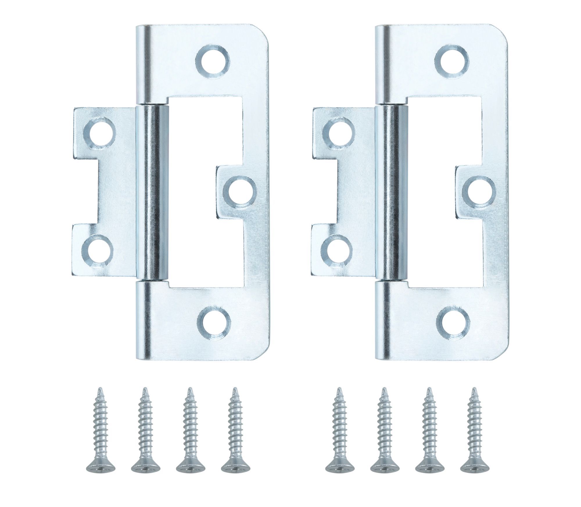Zinc-plated Metal Flush Door hinge N100 (L)65mm, Pack of 2