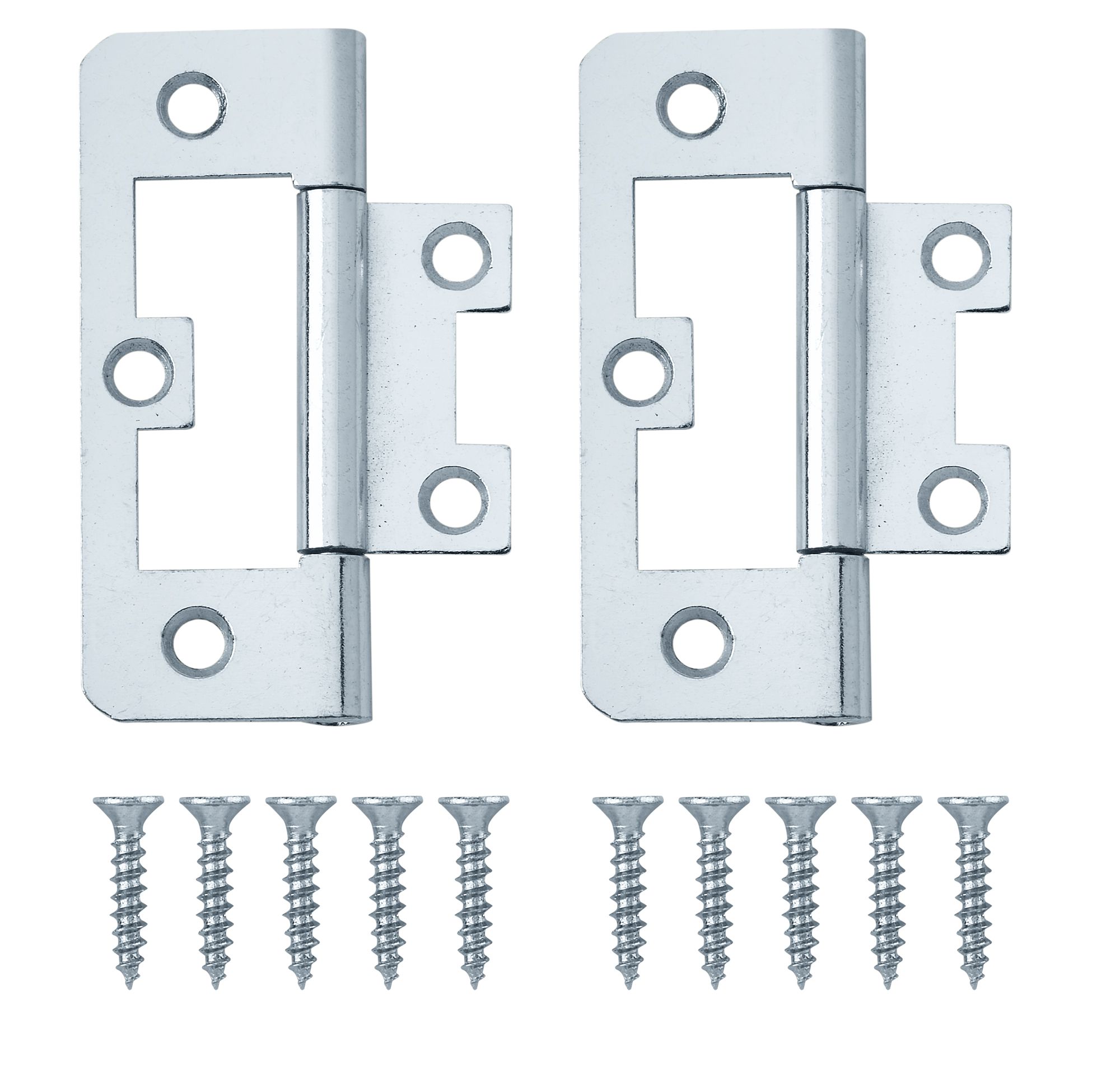 Zinc-plated Metal Flush Door hinge N347 (L)65mm, Pack of 8