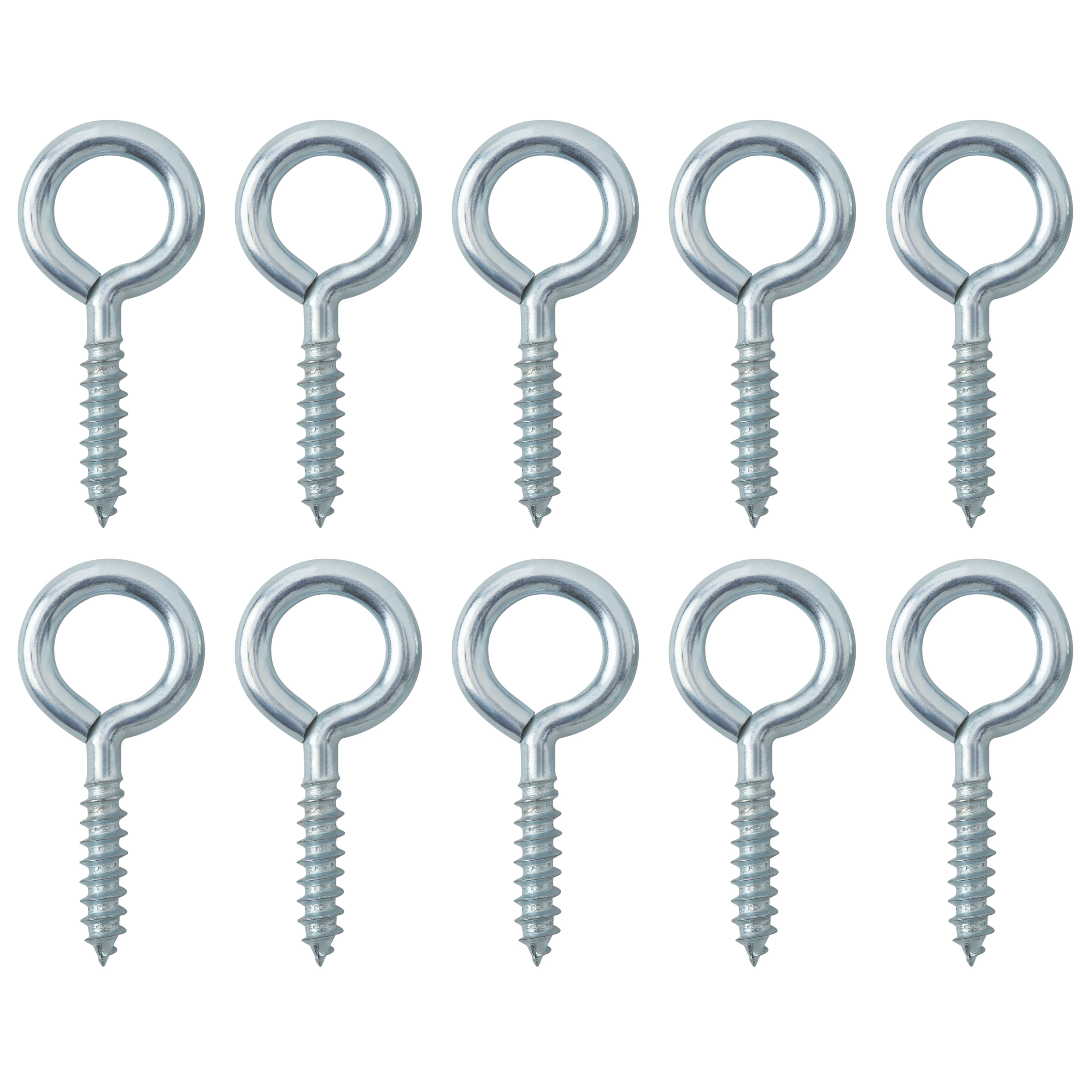 Zinc-plated Metal Medium Screw eye (L)30mm, Pack of 10