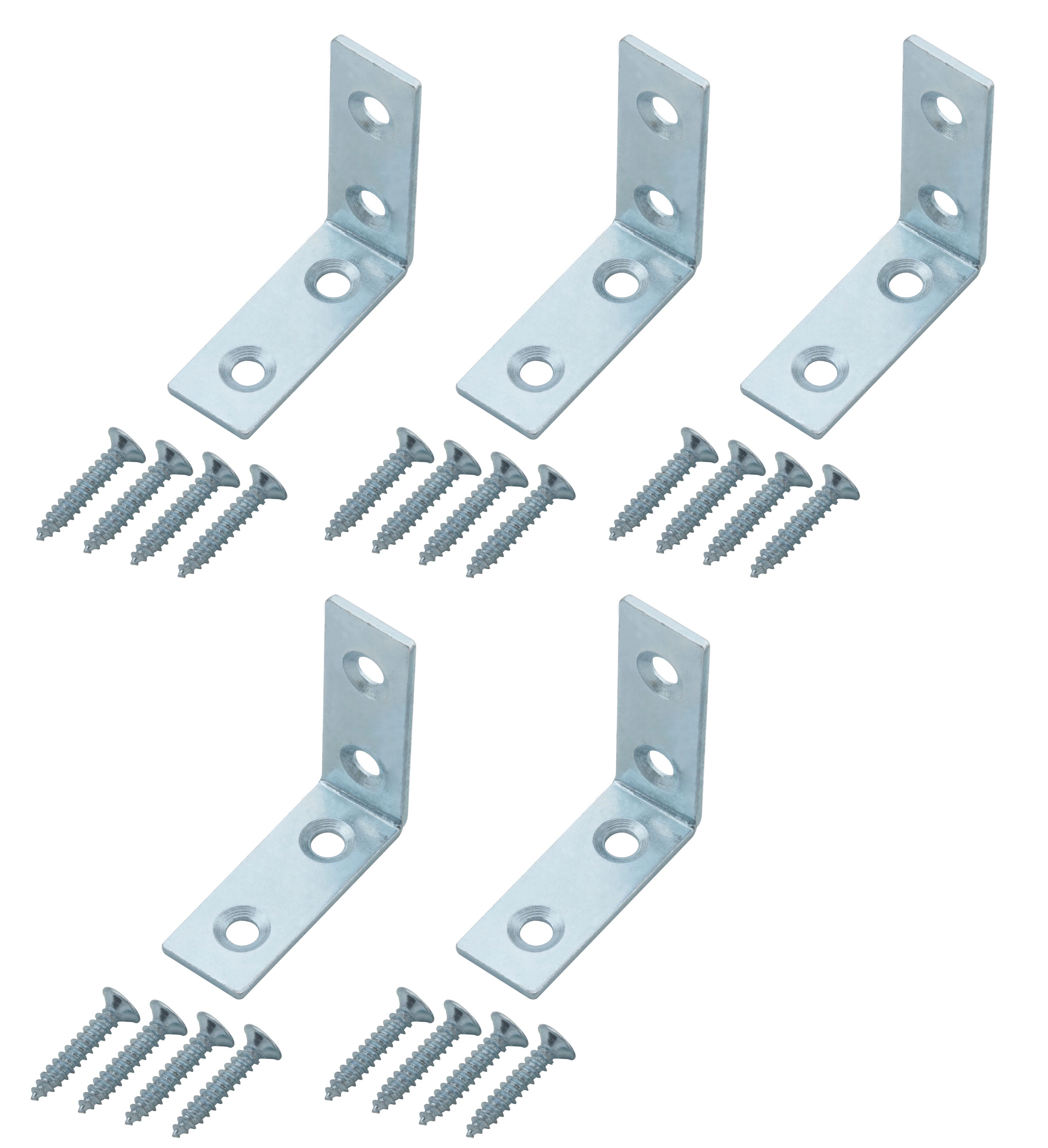 Zinc-plated Mild steel Corner bracket (H)1.5mm (W)41.5mm (L)40mm, Pack of 20