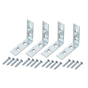 Zinc-plated Mild steel Corner bracket (H)1.5mm (W)50.5mm (L)50mm, Pack of 4