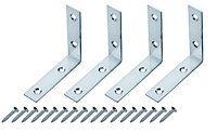 Zinc-plated Mild steel Corner bracket (H)1.5mm (W)67.5mm (L)65mm, Pack of 4