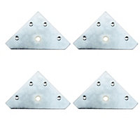 Zinc-plated Mild steel Corner bracket (H)1.5mm (W)82mm (L)82mm, Pack of 4