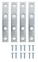 Zinc-plated Steel Mending plate (L)100mm (W)16mm (T)1.4mm, Pack of 4