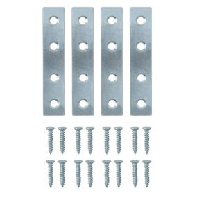 Zinc-plated Steel Mending plate (L)75mm (W)16mm (T)2mm, Pack of 4