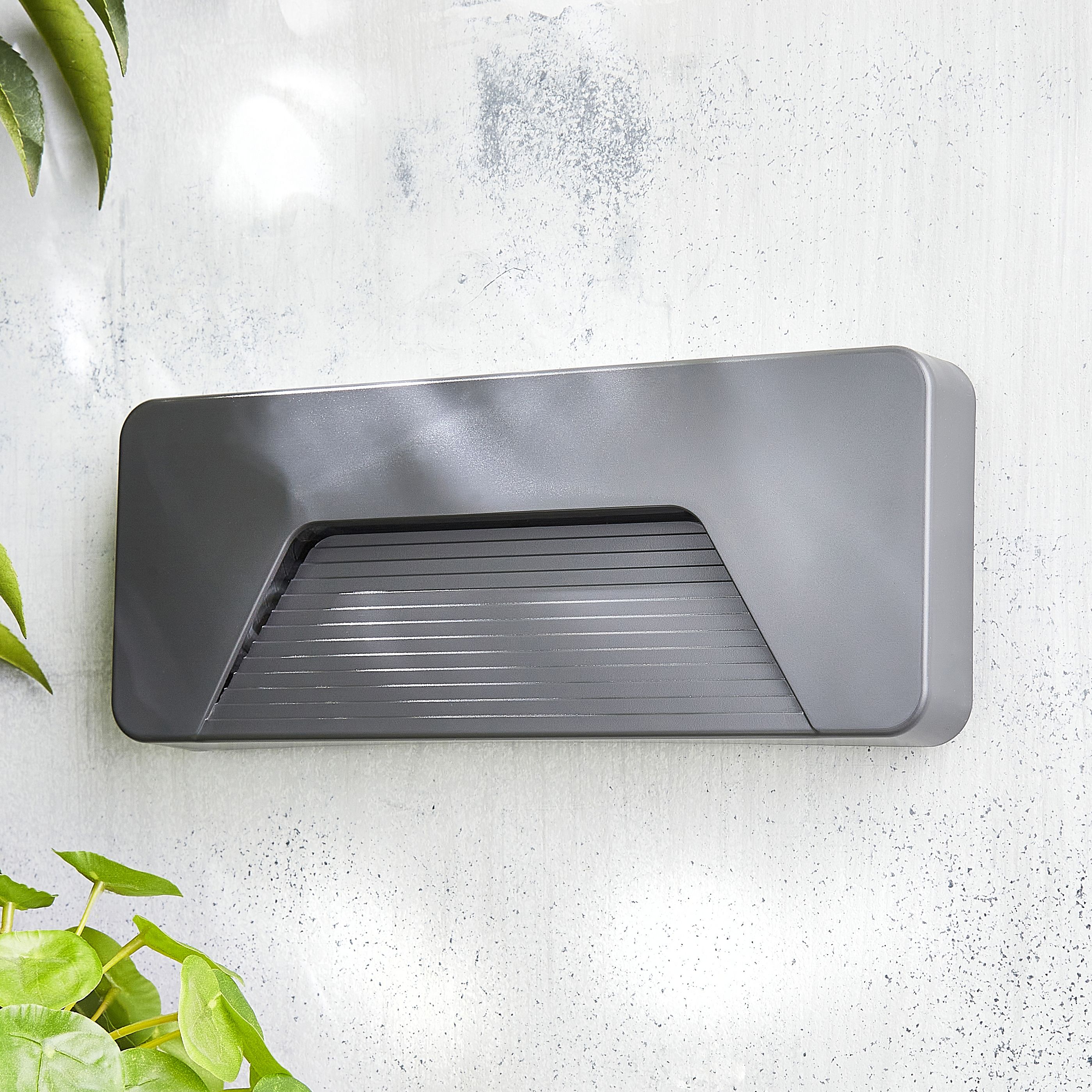 Zinc Soryx Fixed Matt Anthracite Charcoal effect Mains-powered Integrated LED Outdoor ON/OFF Wall light 280lm (Dia)21cm