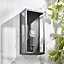 Zinc Thora Fixed Matt Anthracite Charcoal effect Mains-powered LED Outdoor Box Wall lantern (Dia)10cm