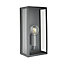 Zinc Thora Fixed Matt Anthracite Charcoal effect Mains-powered LED Outdoor Box Wall lantern (Dia)10cm